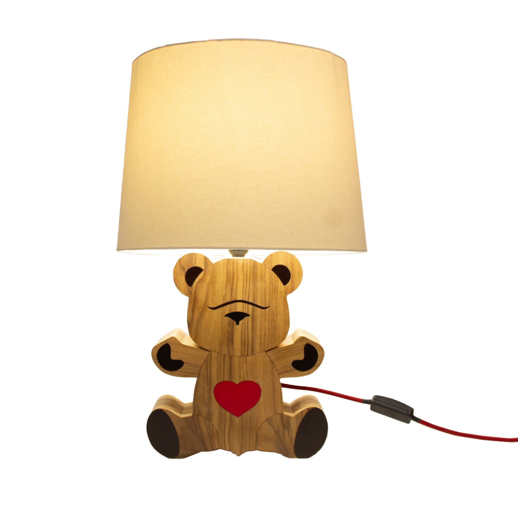 Wooden Lampshade Teddy Bear in Love Patrícia Maranhão