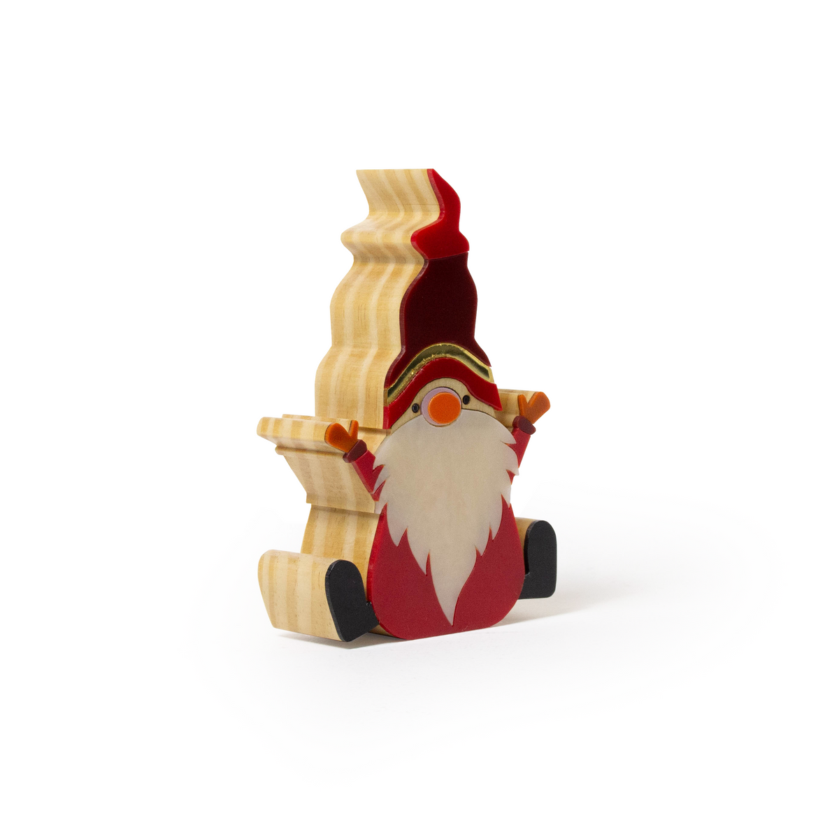 Wooden Sculpture Christmas Gnome Lenoi Patricia Maranhão