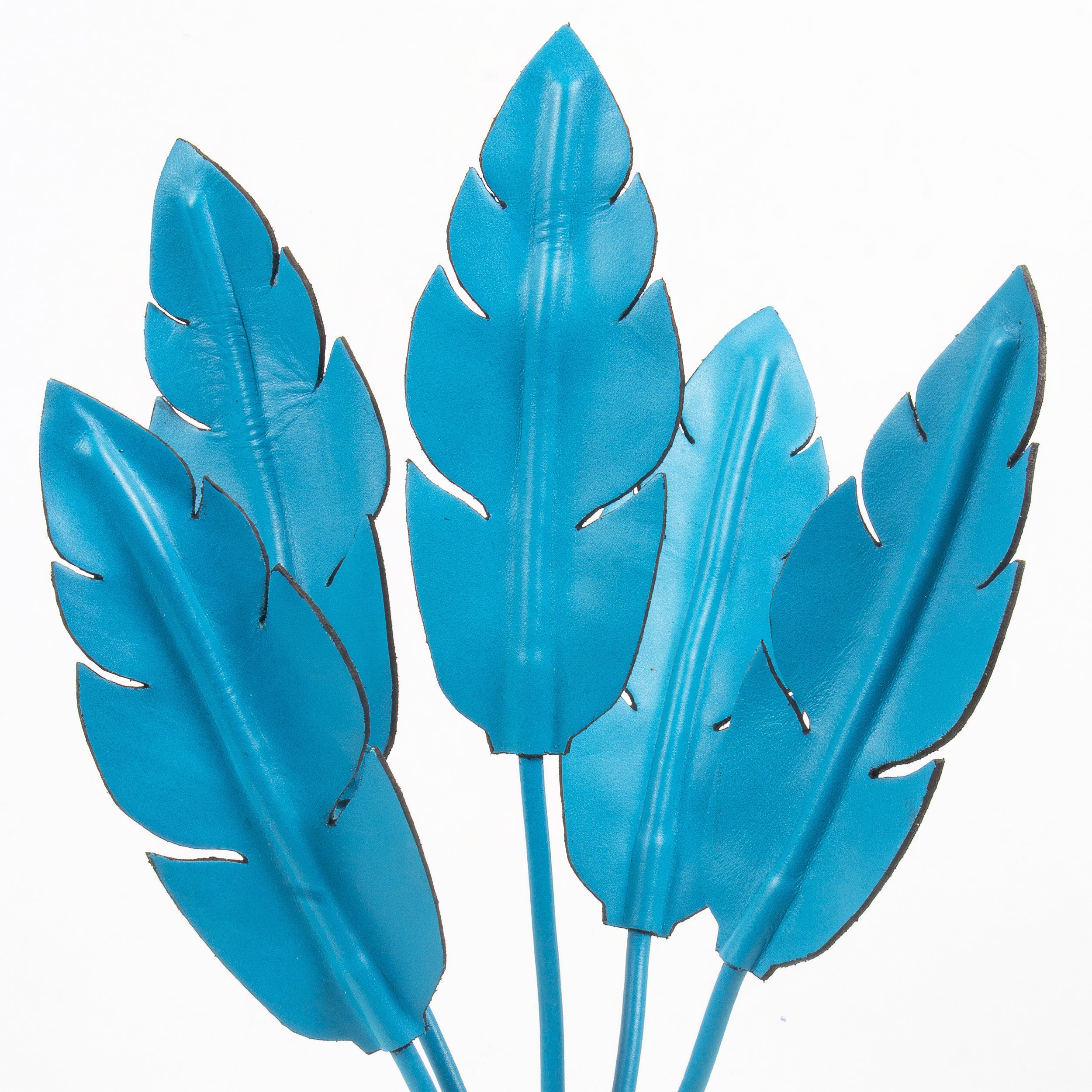 Turquoise Banana Plant Pot in Leather by Patrícia Maranhão