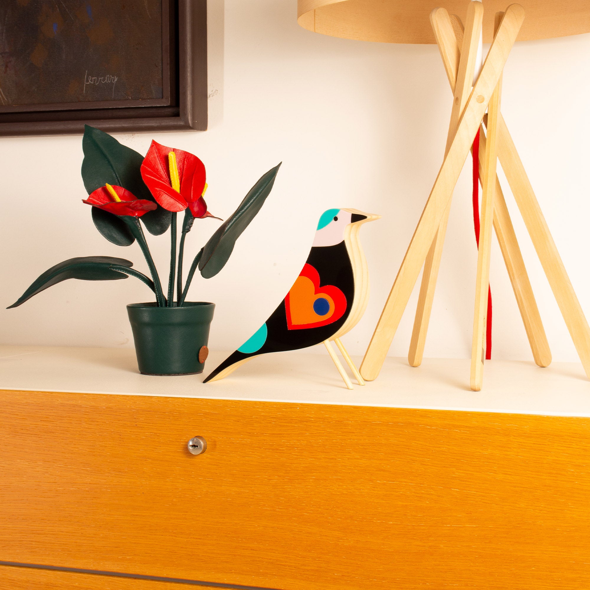 Pássaro Bird Eames Pop Escultura em Madeira