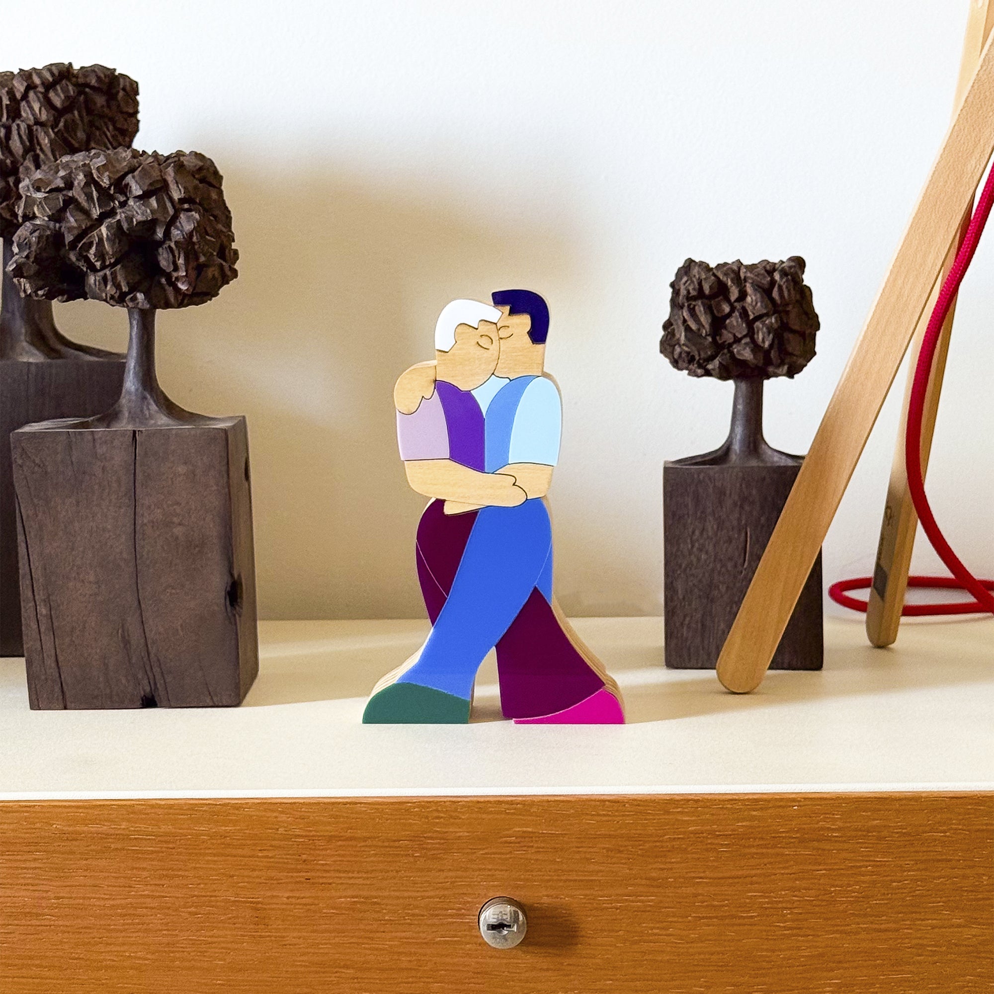 Wooden Sculpture of Lovers by Patricia Maranhão