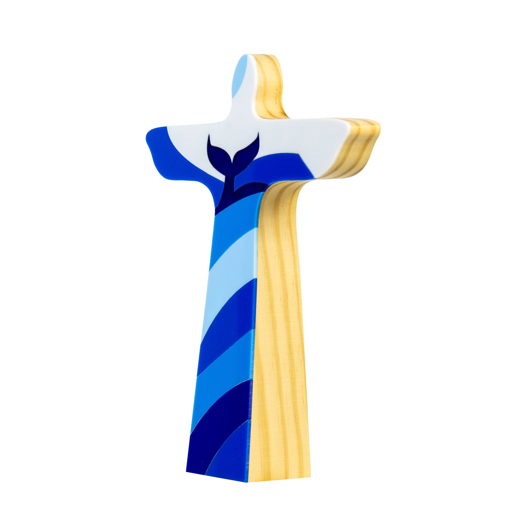 Cristo Redentor Rio Baleia Azul Escultura em Madeira (M)