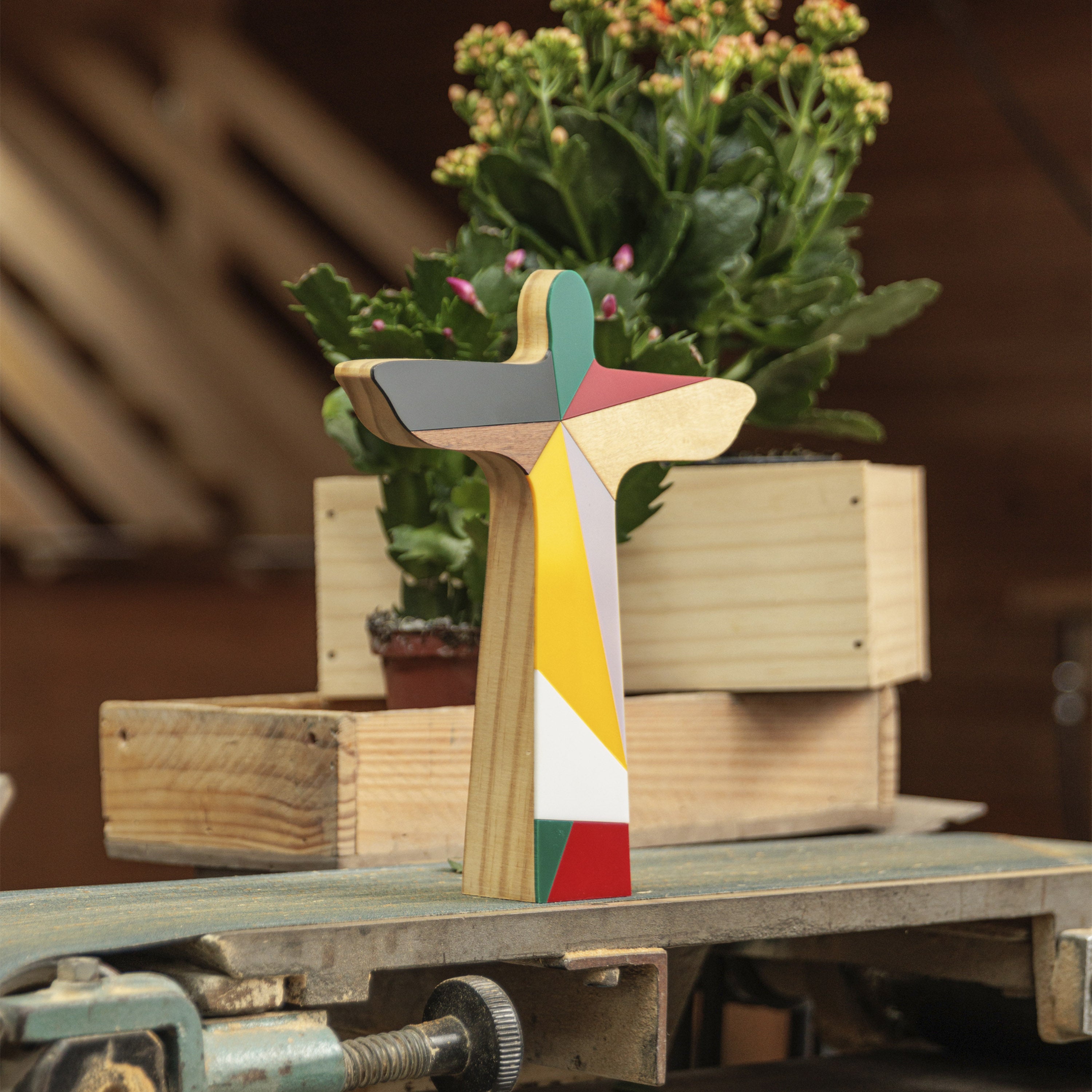 Sculpture Wood Rio Christ the Redeemer Geo Color Patricia Maranhão