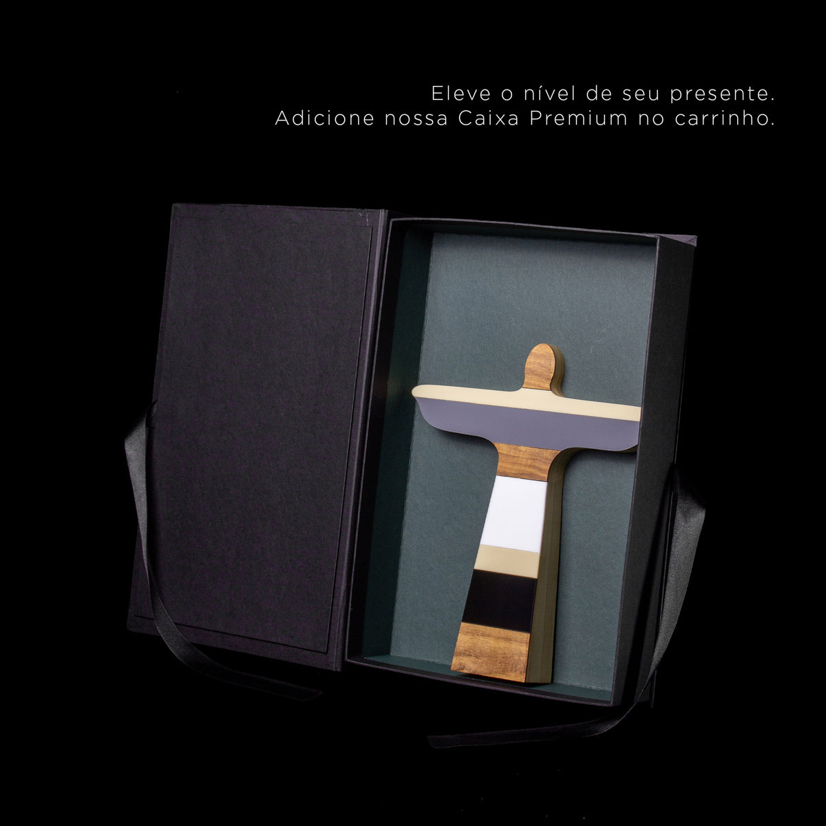 Cristo Redentor Rio Lista Multi Preto Escultura em Madeira