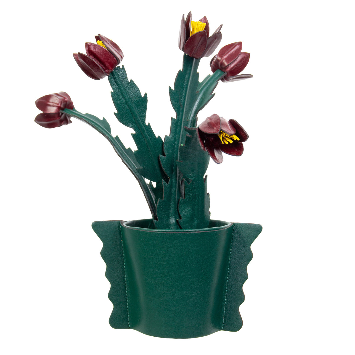 Flor de Maio Vaso Linux em Couro Granada