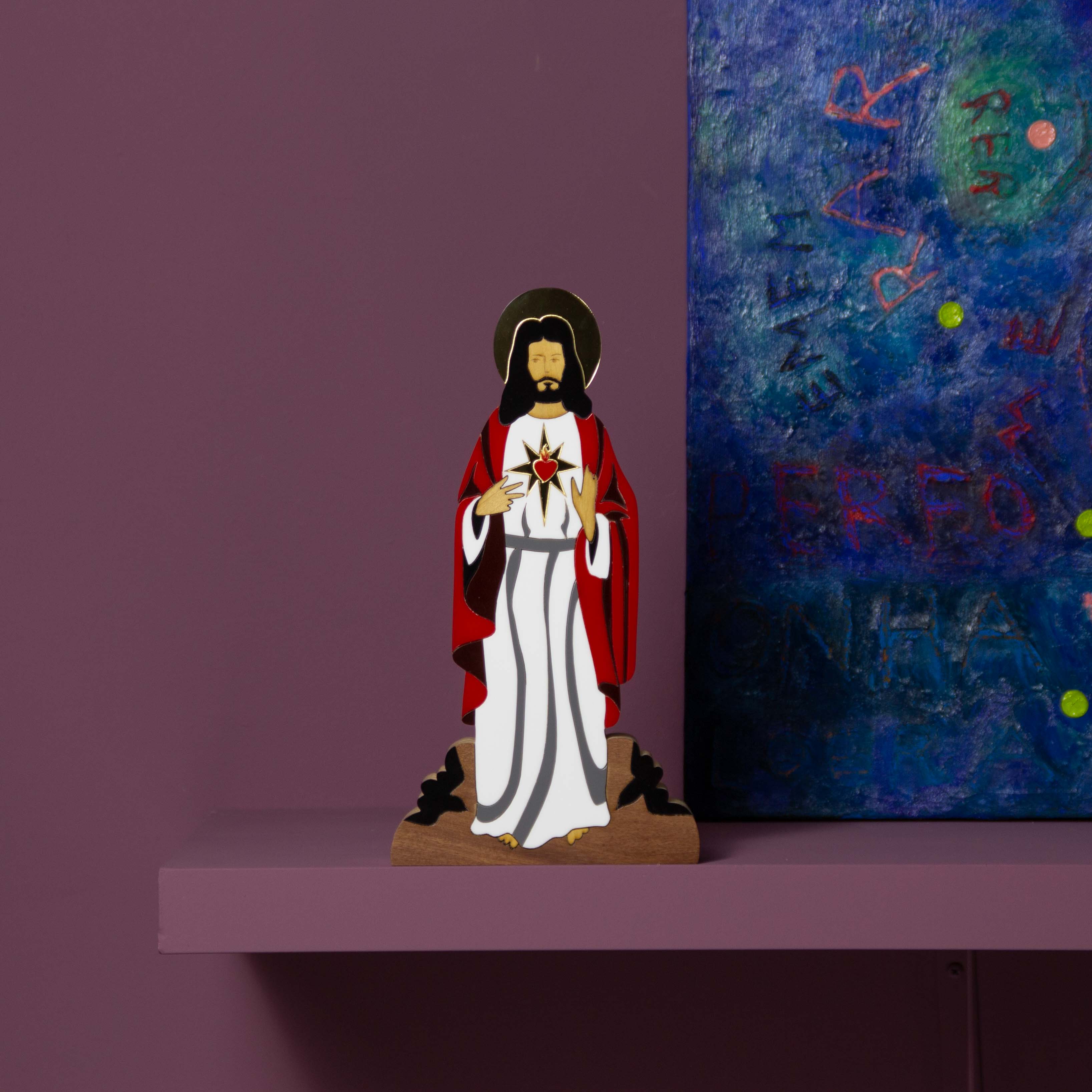 Wooden Sculpture Sacred Heart of Jesus Patricia Maranhão