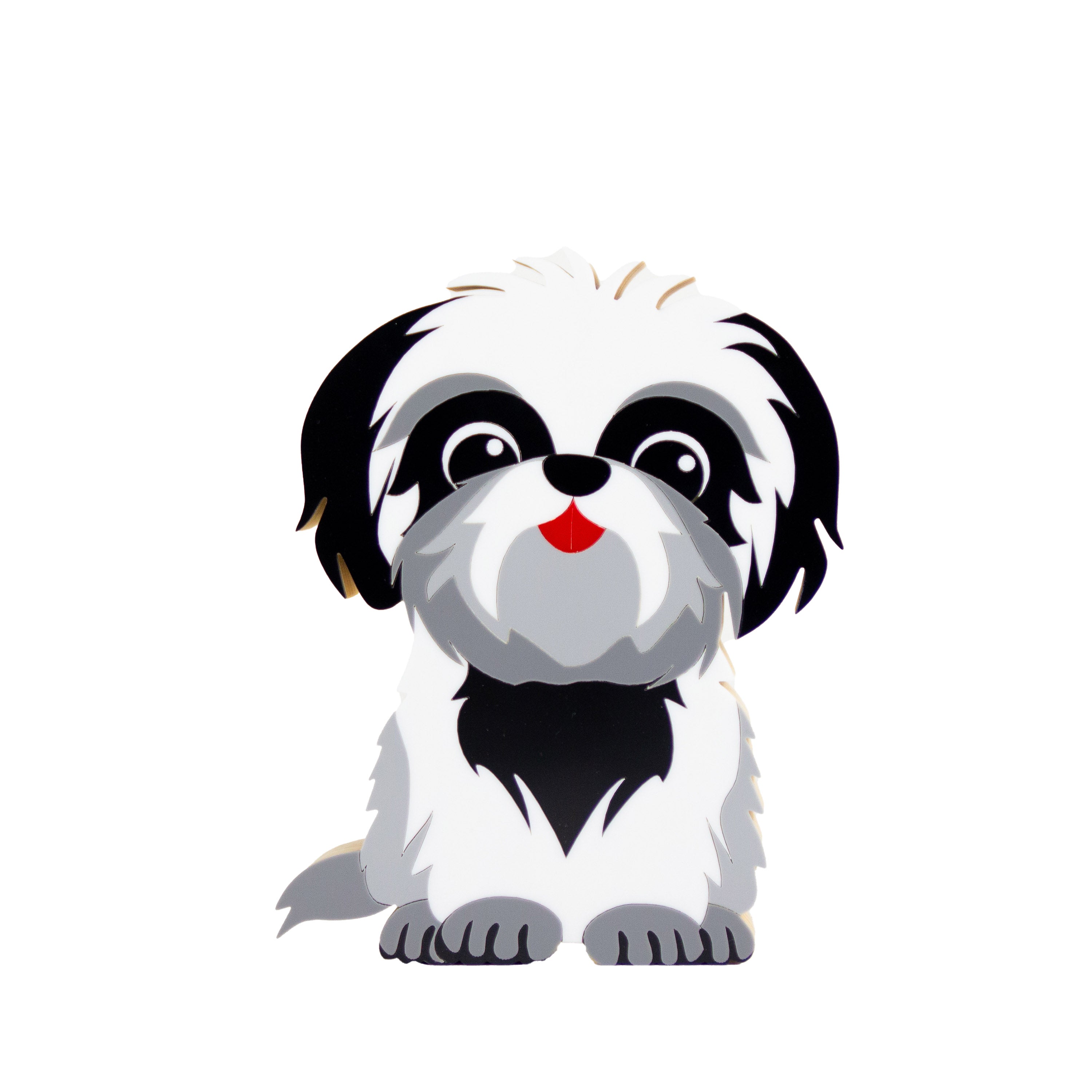 Escultura de Madeira Cachorro Shih-Tzu Branco Patricia Maranhão