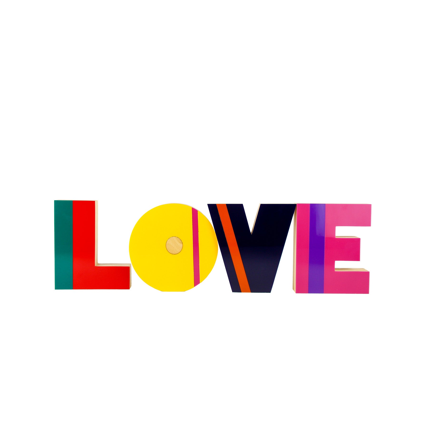Wooden Sculpture Word Love G Multicolor Patricia Maranhão