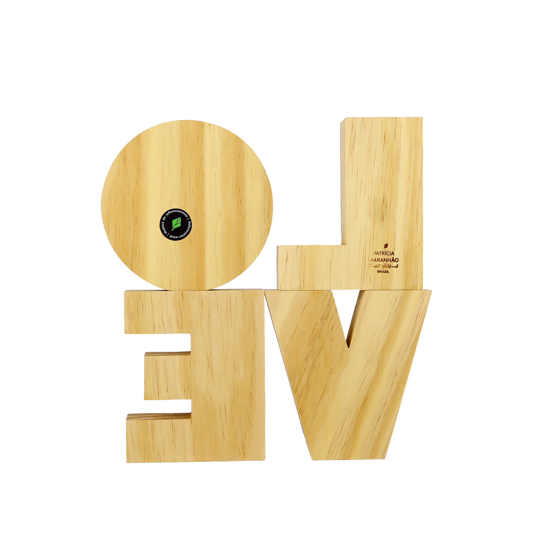 Wooden Sculpture Word Love G Multicolor Patricia Maranhão