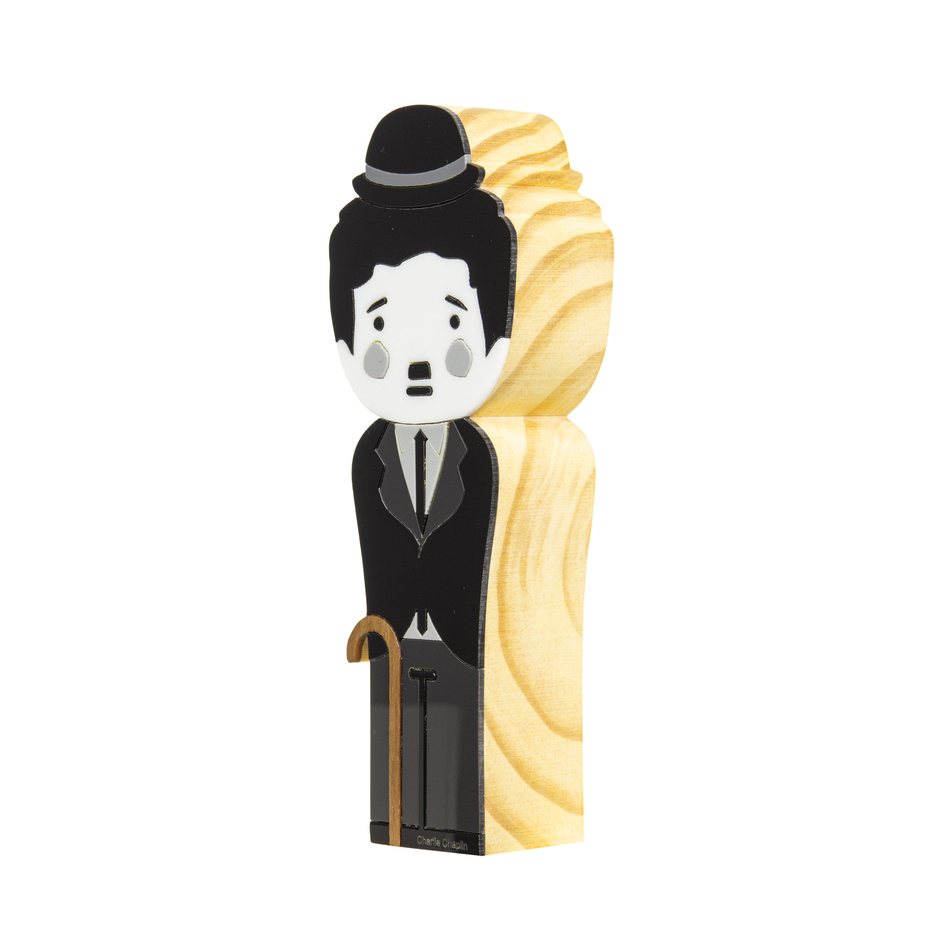 Kokeshi Escultura de Madeira Charlie Chaplin