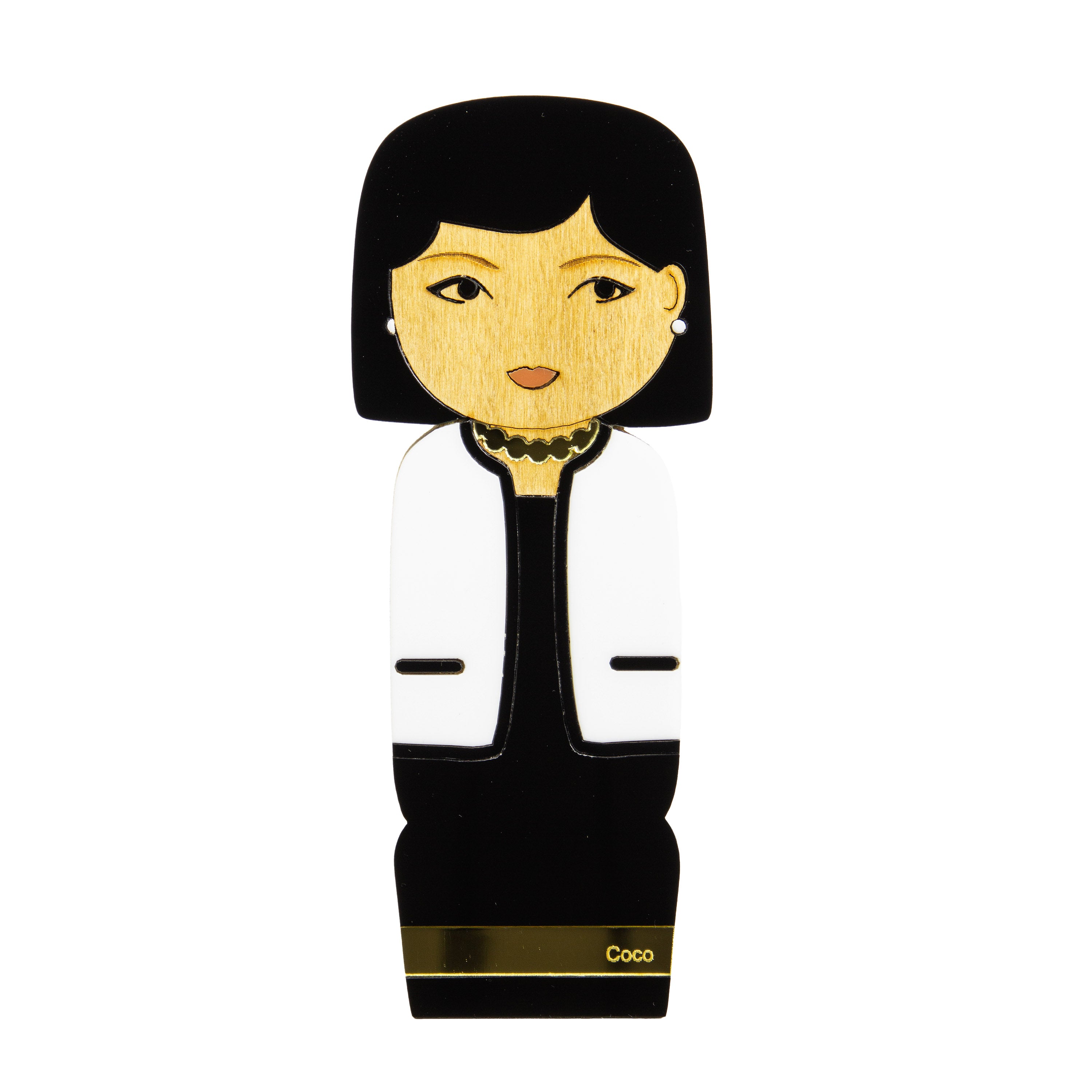 Kokeshi Escultura de Madeira Gabrielle Coco Chanel