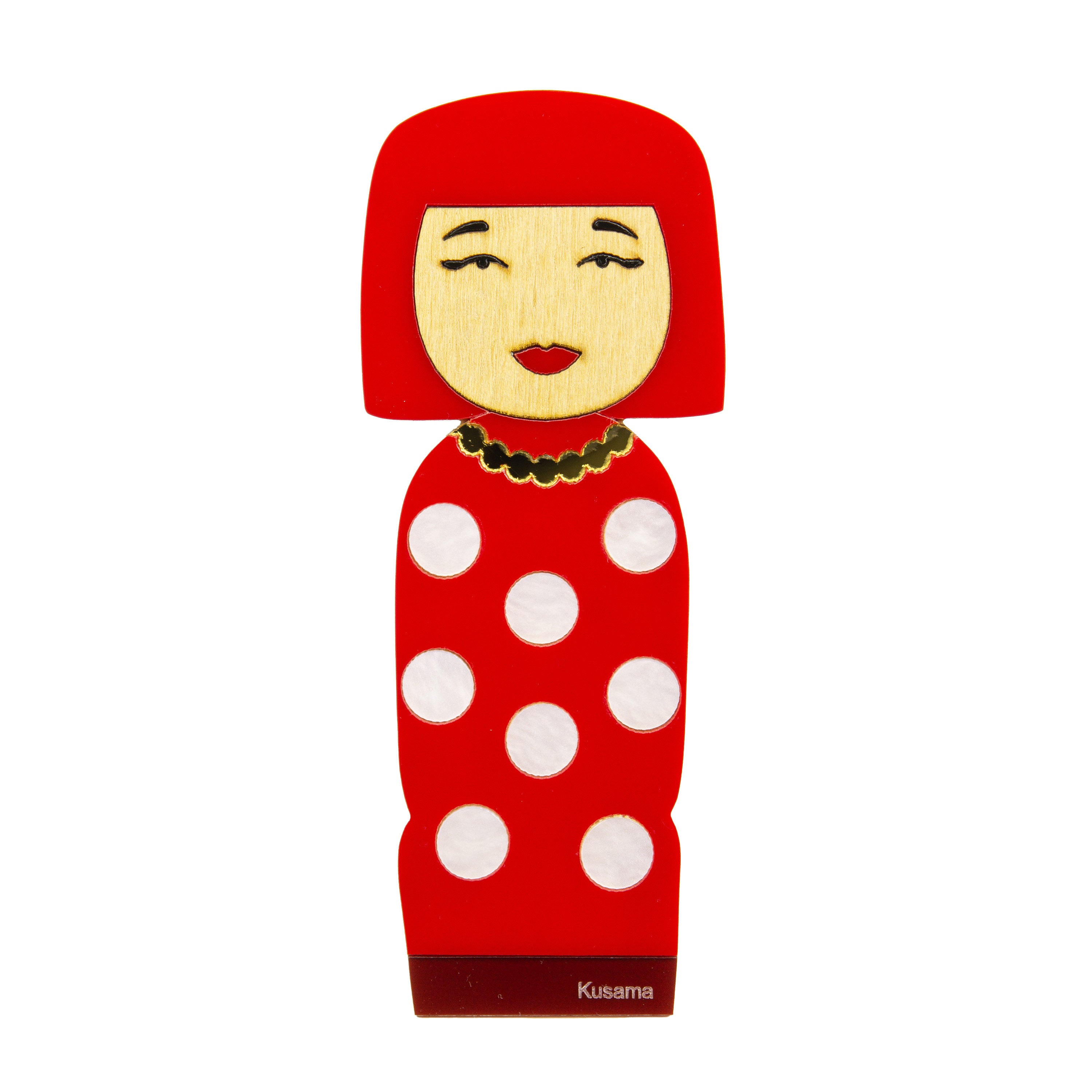 Kokeshi Escultura de Madeira Kusama