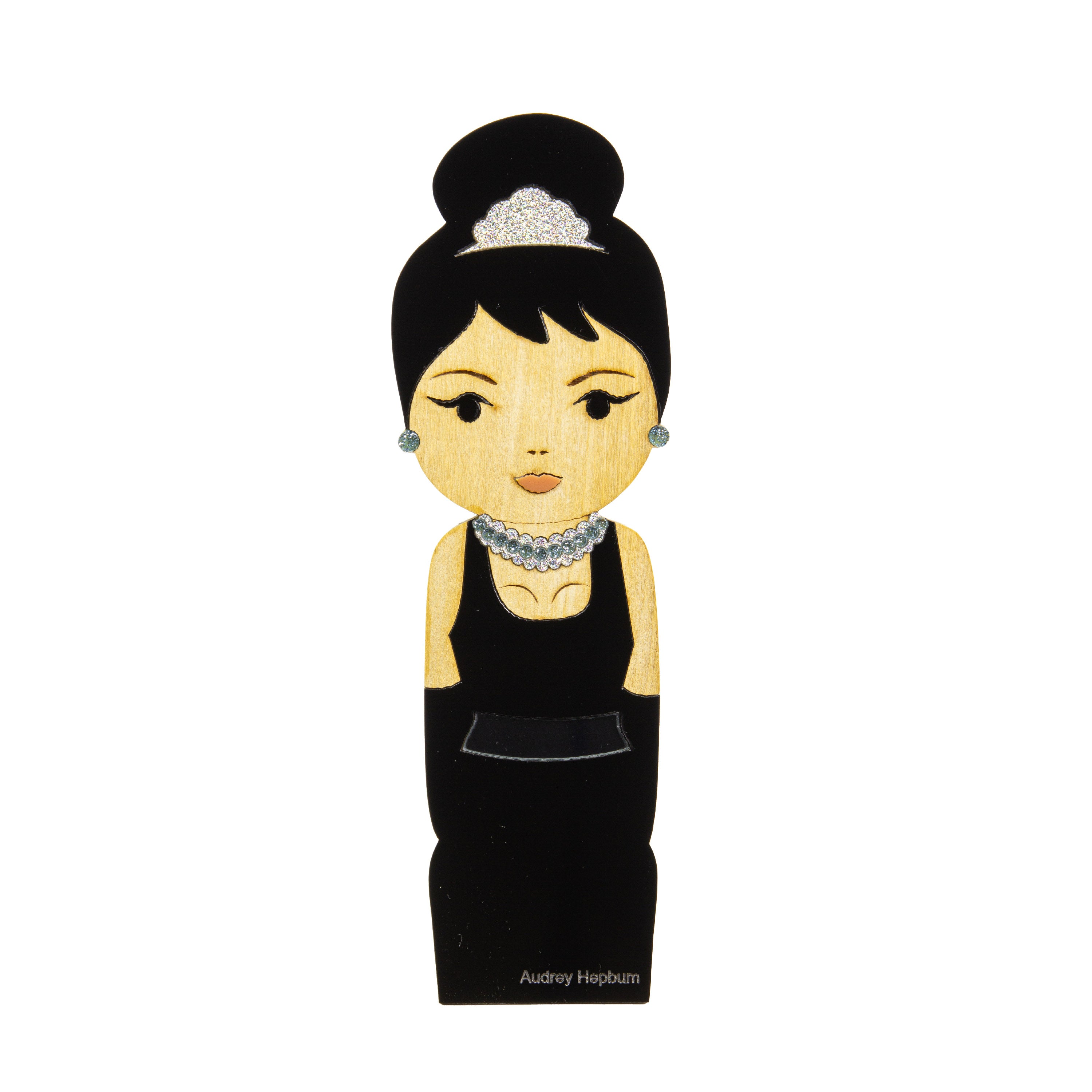 Kokeshi Escultura de Madeira Audrey Hepburn