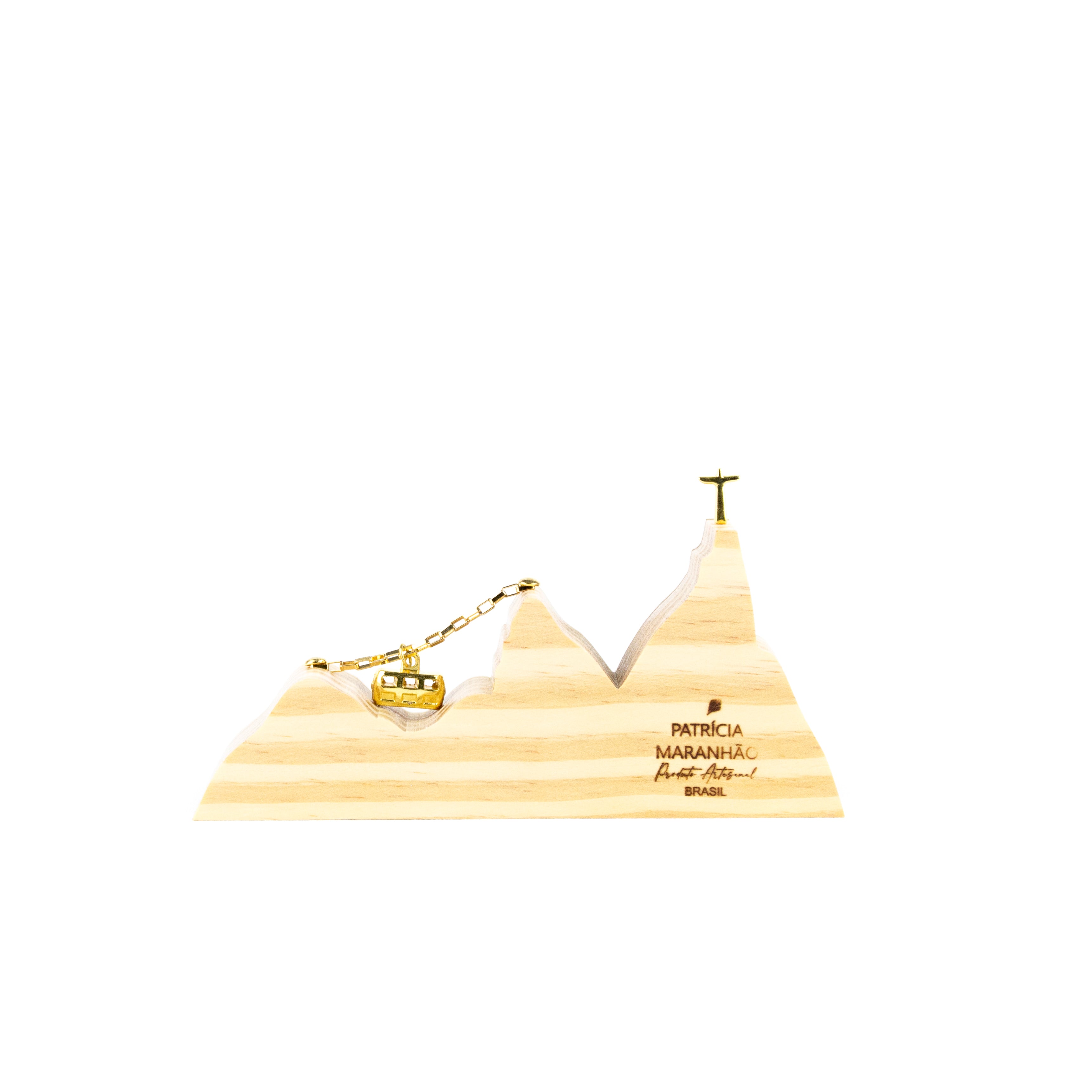 Wooden Sculpture Landscape Gold Rio Mini Patricia Maranhão