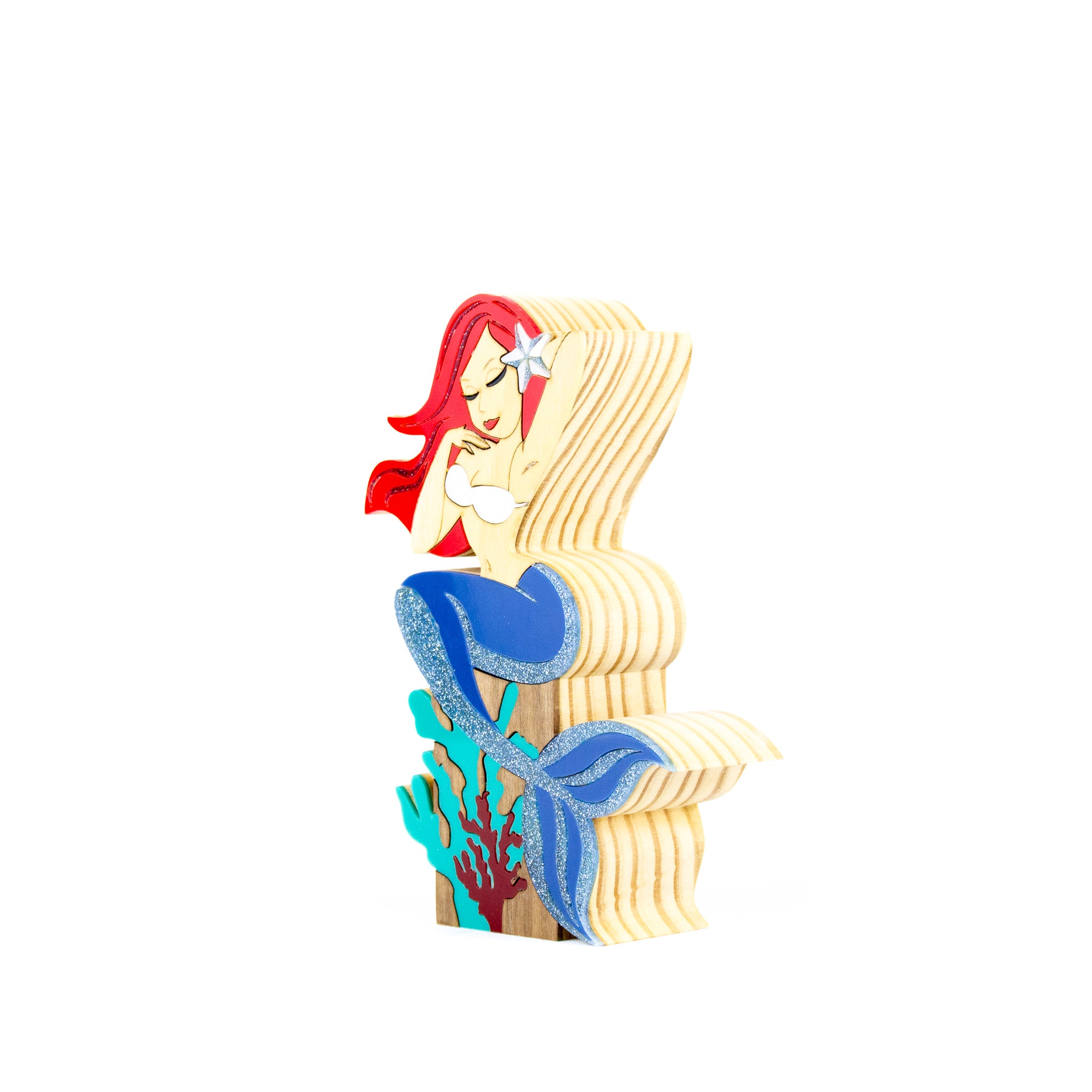 Children's Wooden Sculpture Mermaid Luna Patricia Maranhão