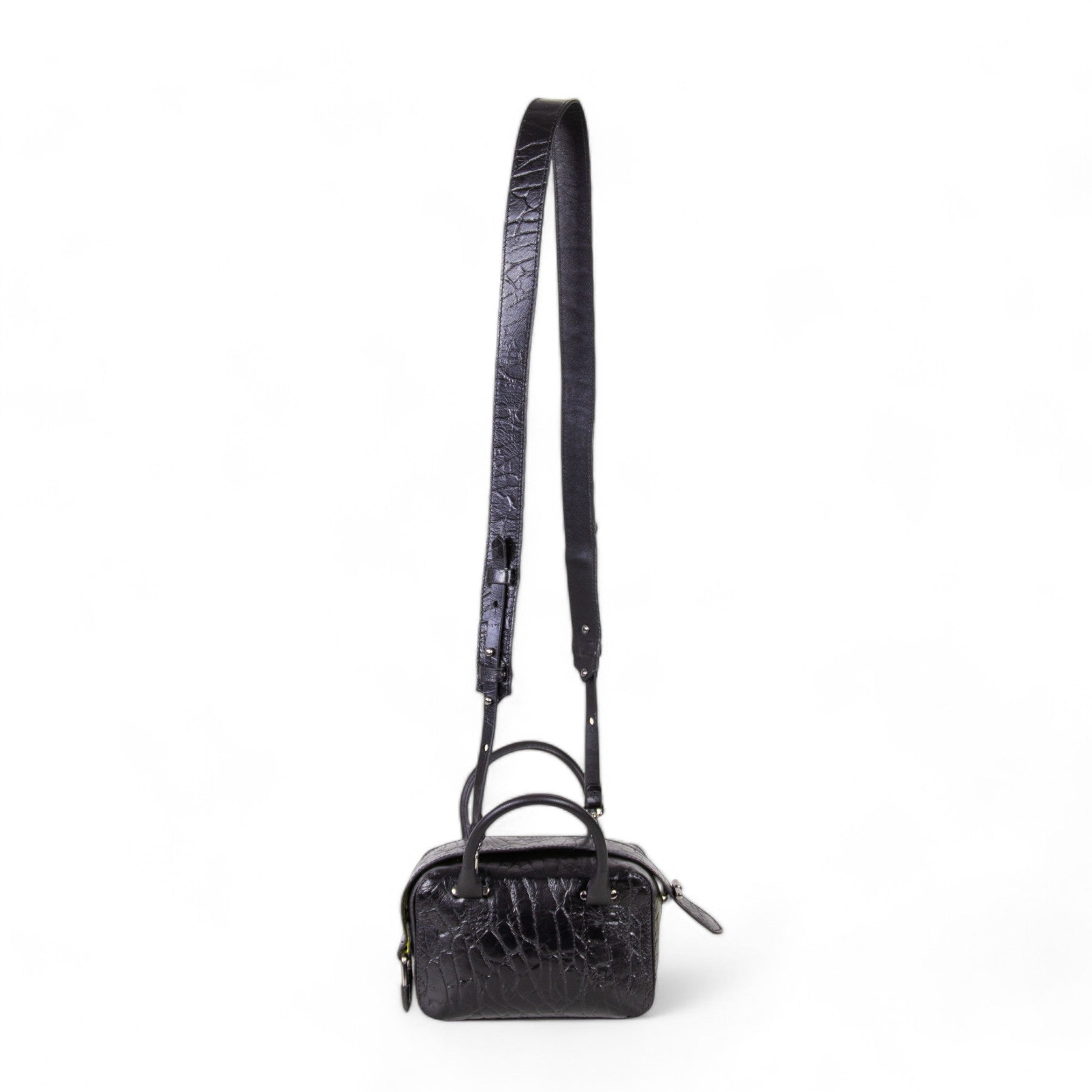 Gisele Mini Crossbody Bag Genuine Leather Black and Yellow Patrícia Maranhão