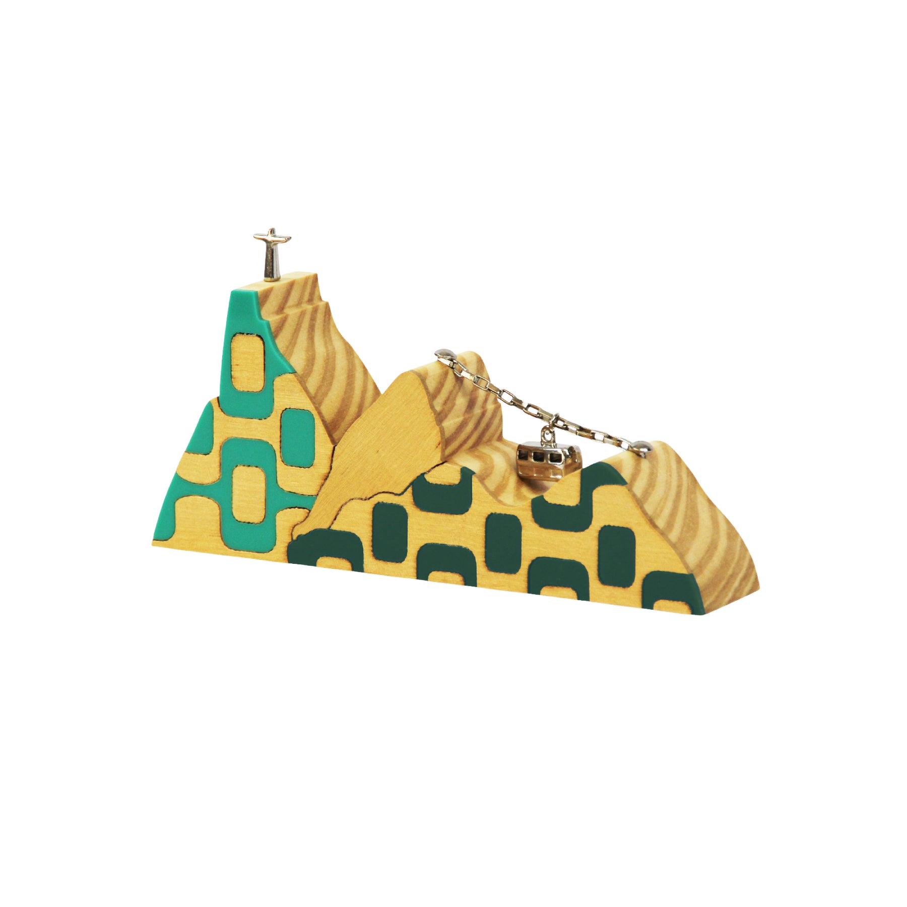Wooden Sculpture Rio Landscape Ipanema Trip Green Mini Patricia Maranhão