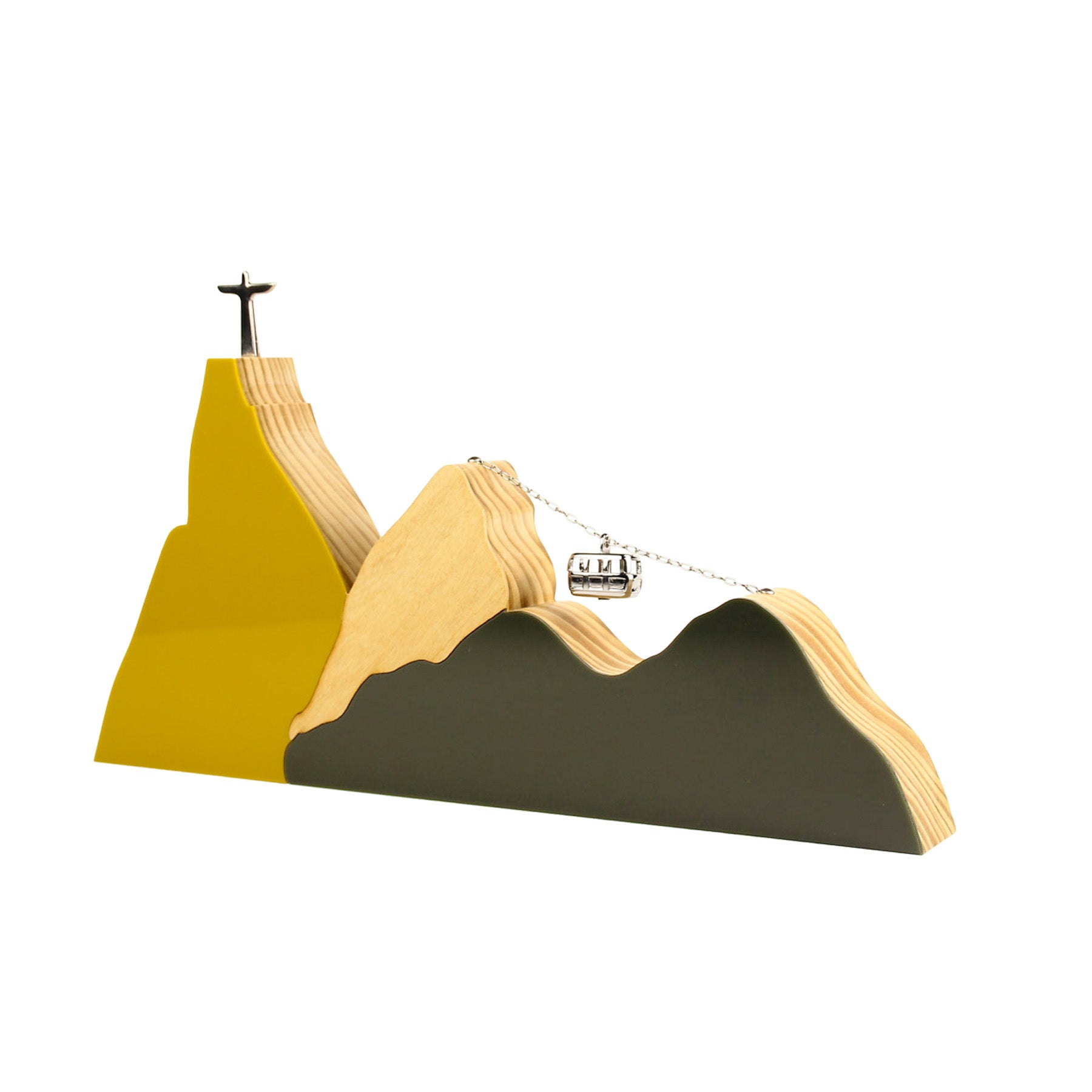 Rio Lux Landscape Sculpture in Mustard Wood and Moss (L)