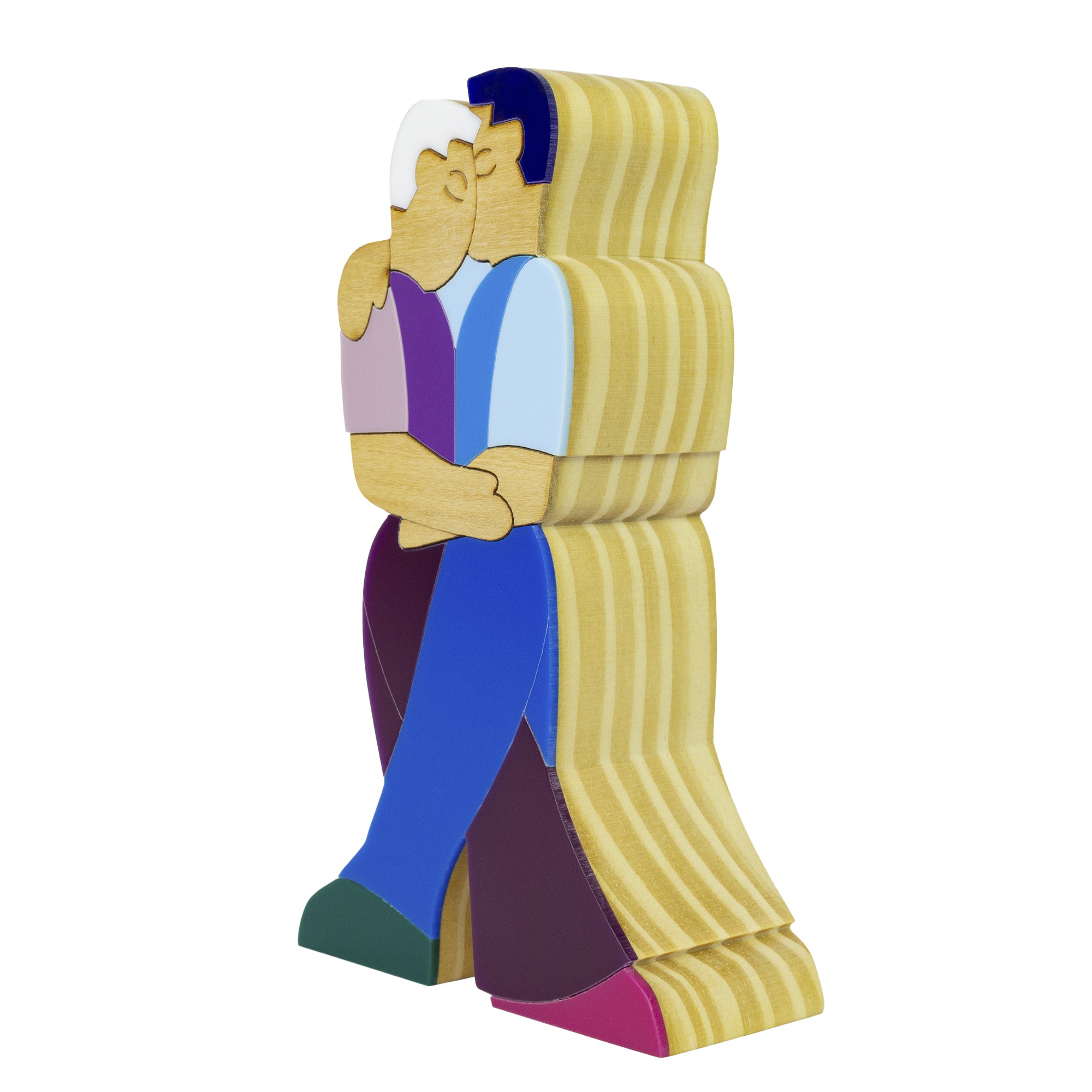 Wooden Sculpture of Lovers by Patricia Maranhão
