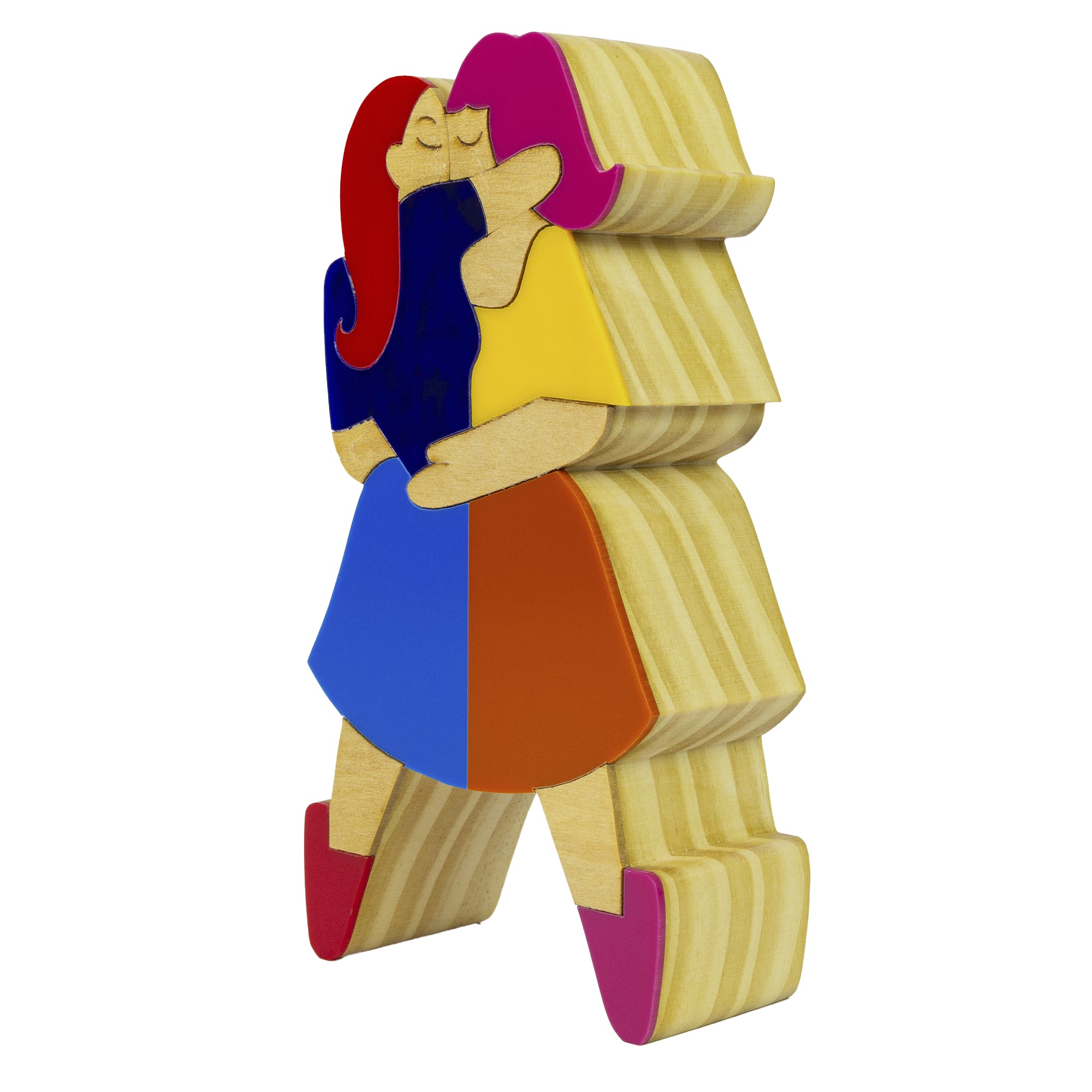 Wooden Sculpture of Lovers by Patricia Maranhão