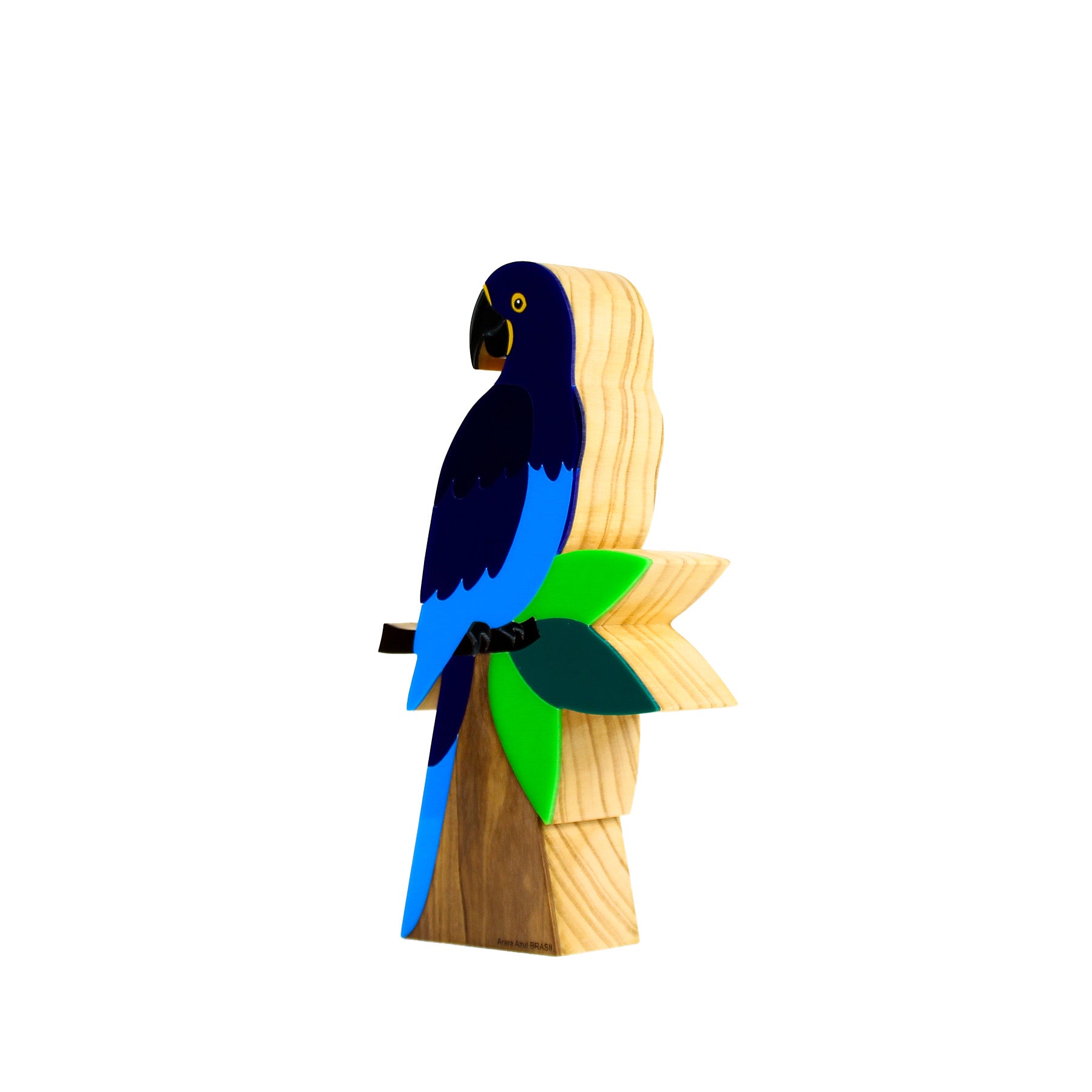 Blue Macaw Wood Sculpture by Patricia Maranhão