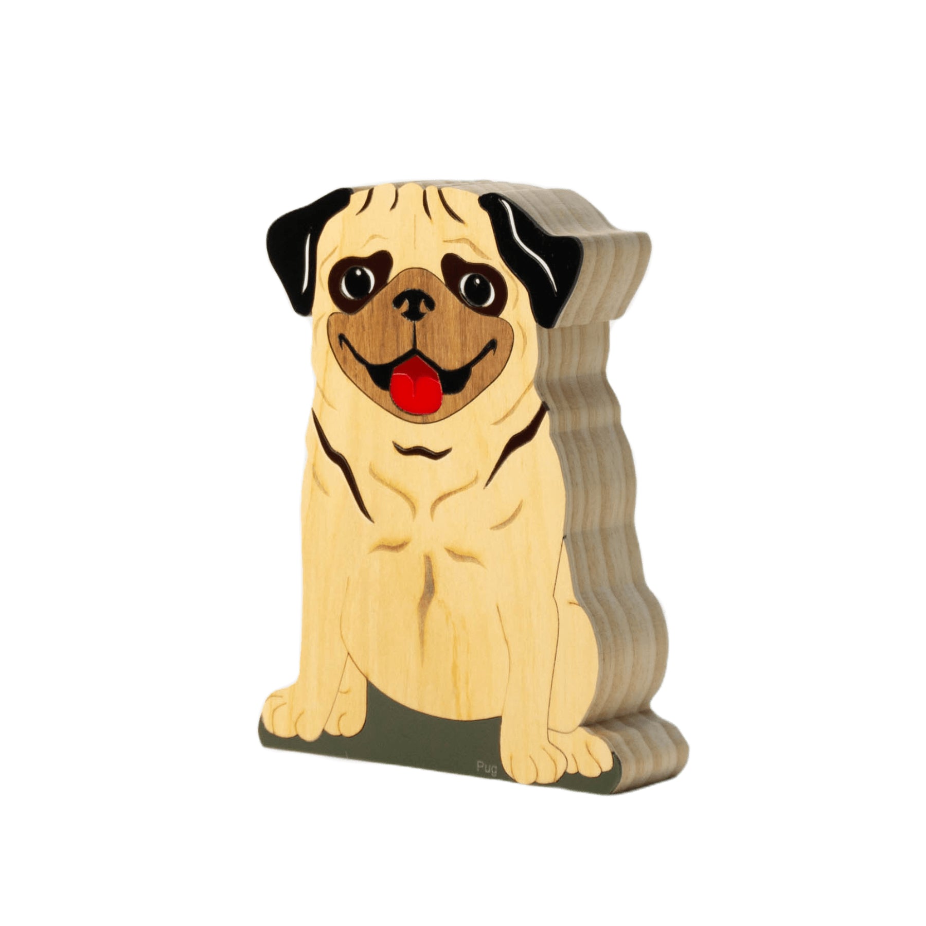 Wooden Sculpture Pug Dog Cloé Patricia Maranhão