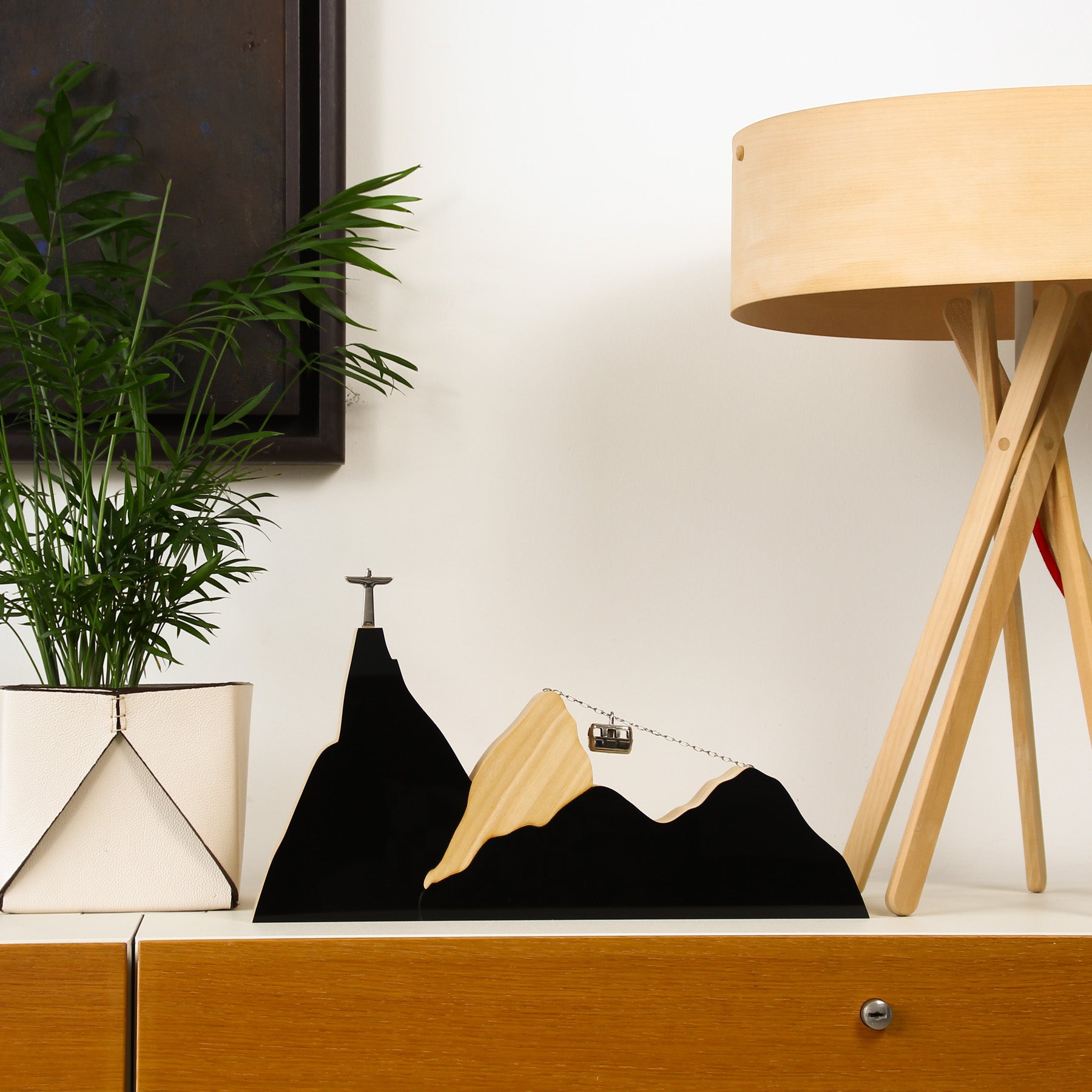 Wooden Sculpture Rio Landscape Lux Black G Patricia Maranhão
