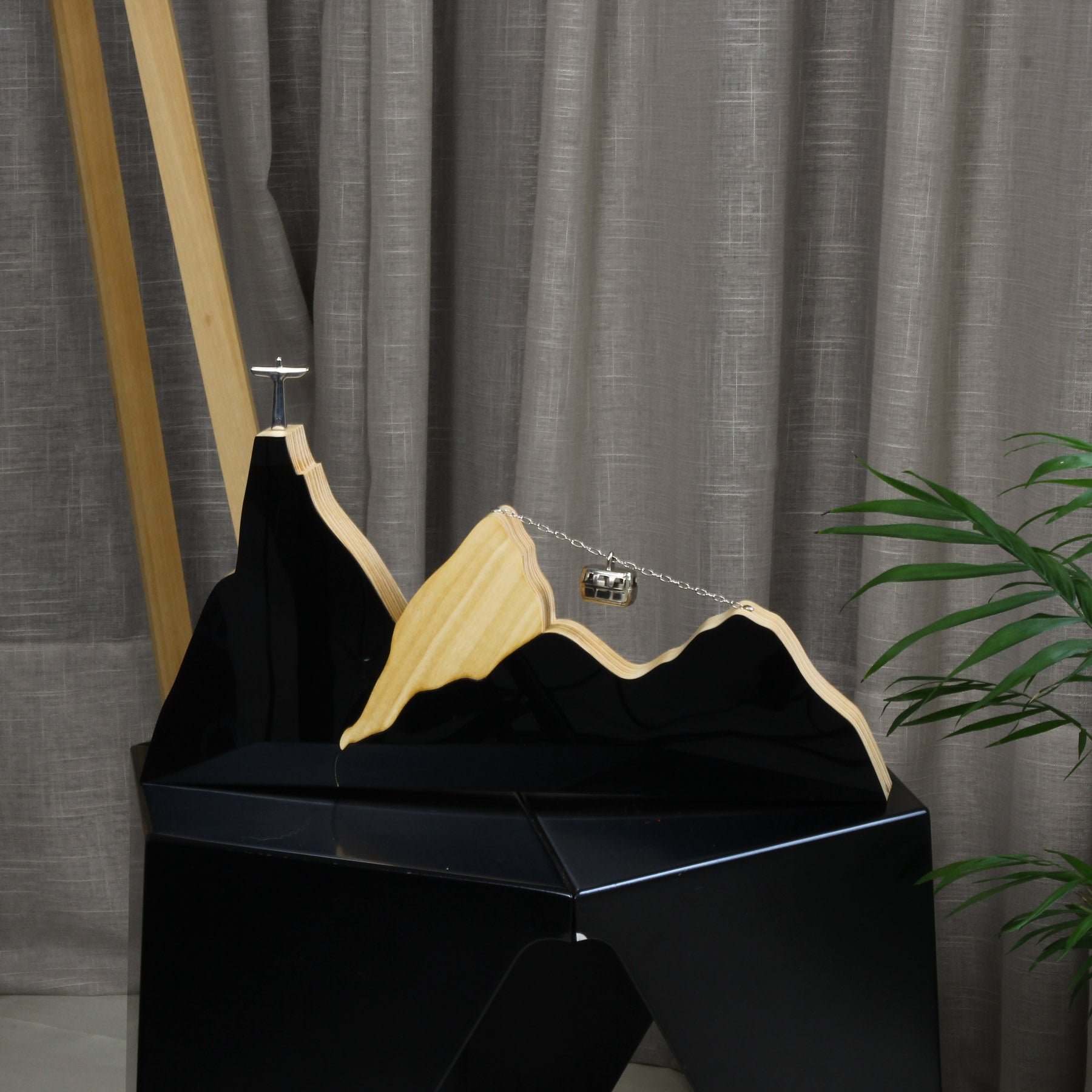 Wooden Sculpture Rio Landscape Lux Black G Patricia Maranhão