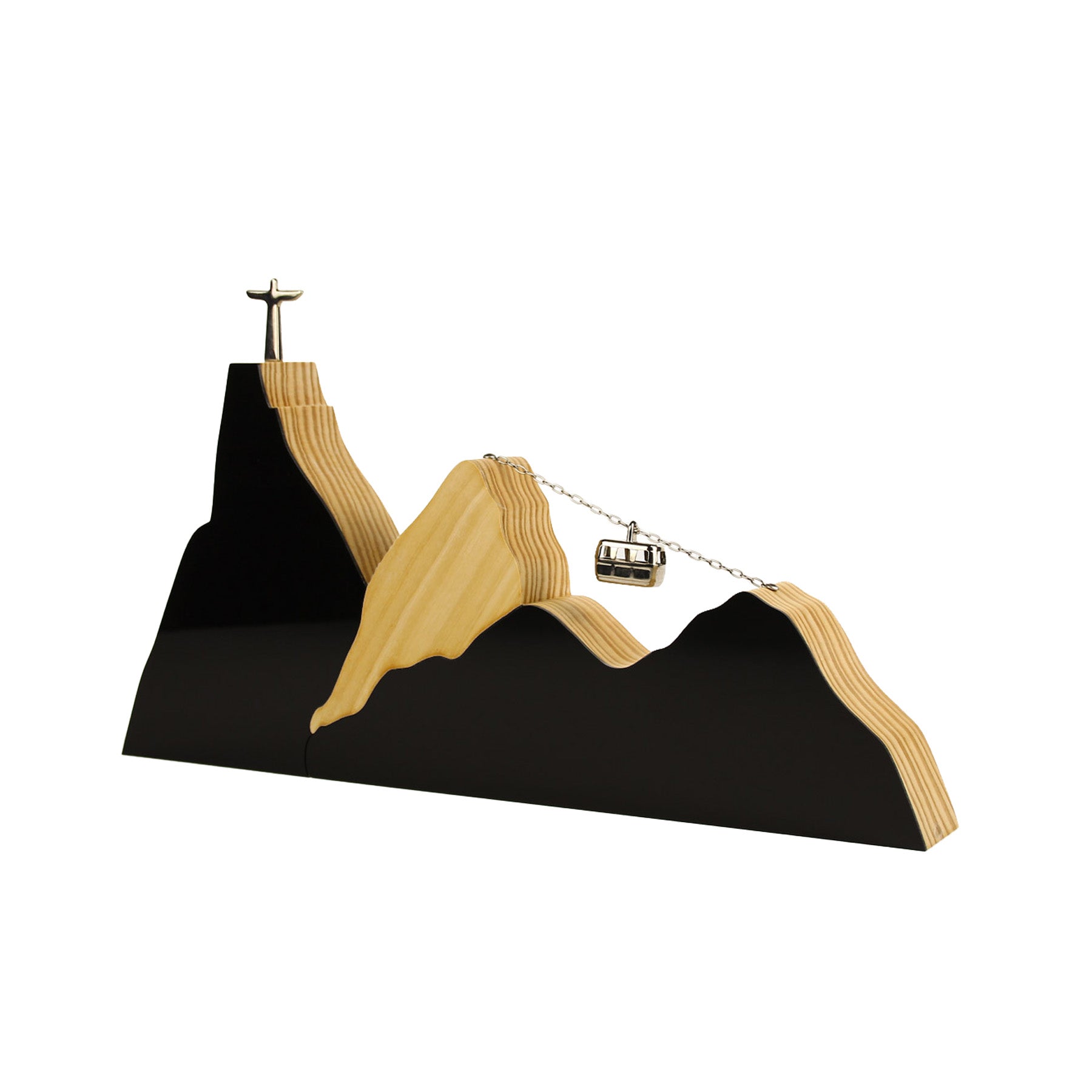 Wooden Sculpture Rio Landscape Lux Black G Patricia Maranhão