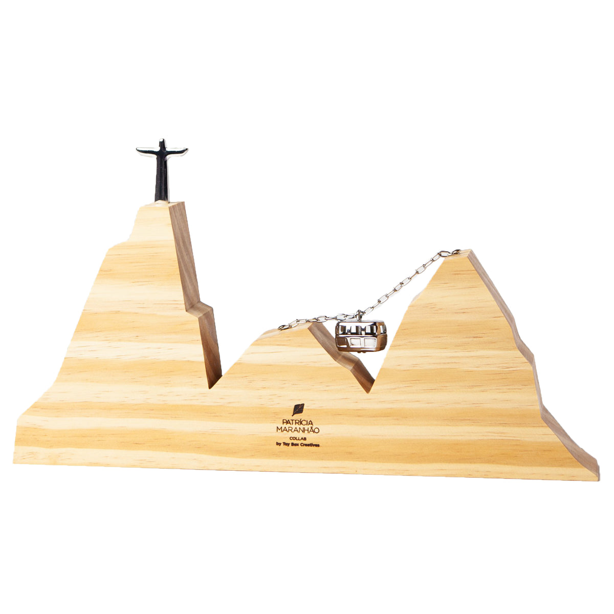 Cubist Blue River Landscape Wood Sculpture