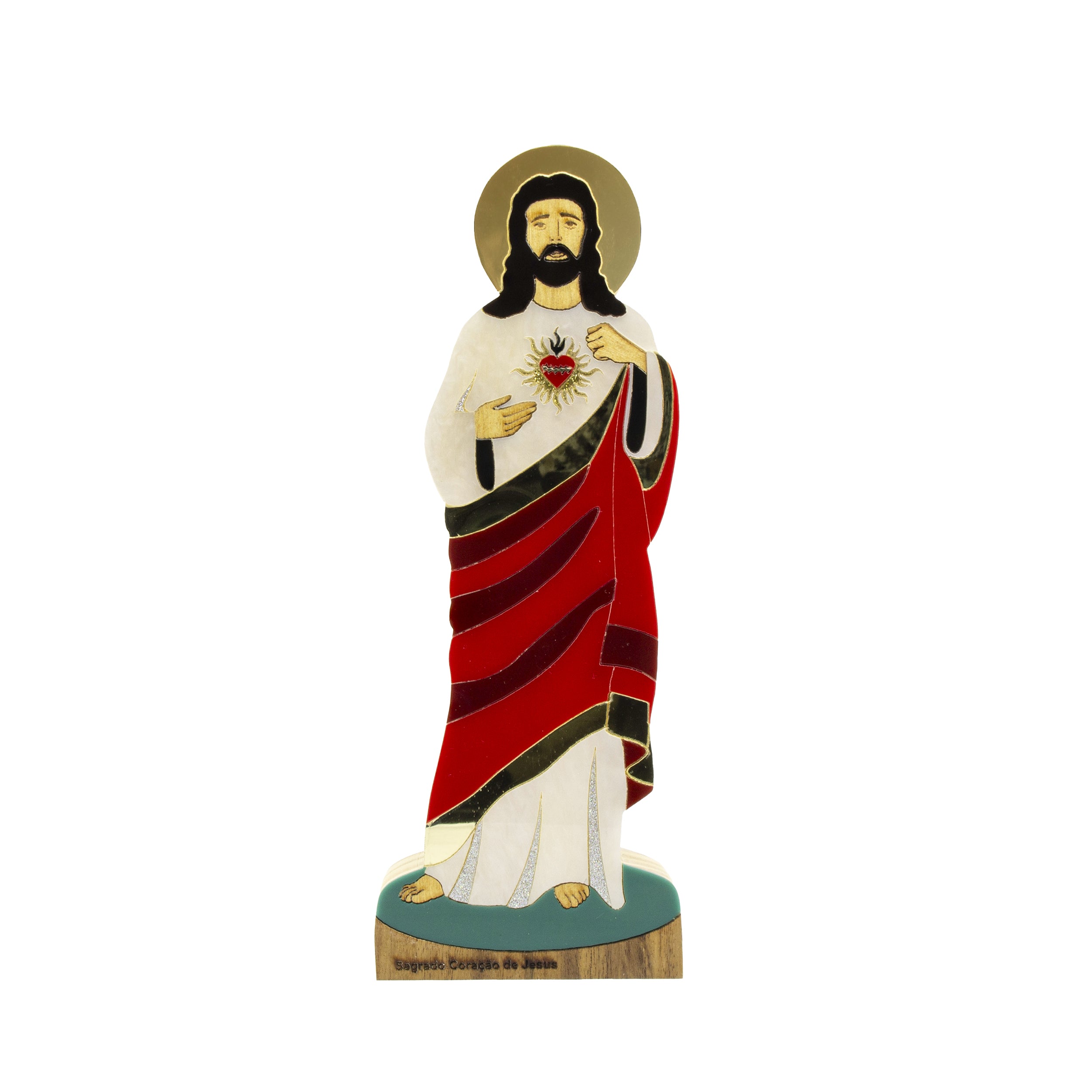 Escultura de Madeira Sagrado Coração de Jesus Sacro Patricia Maranhão