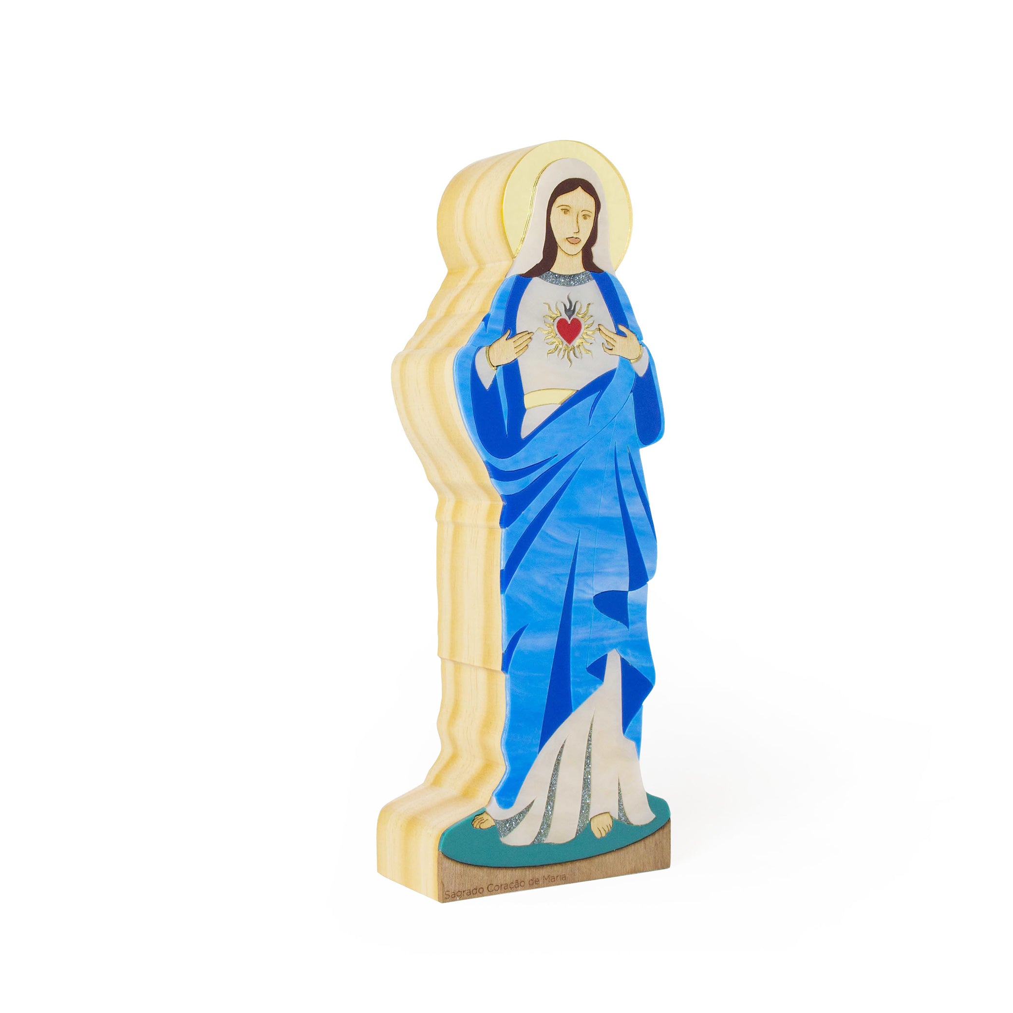 Wooden Sculpture Sacred Heart of Mary Sacred Patricia Maranhão