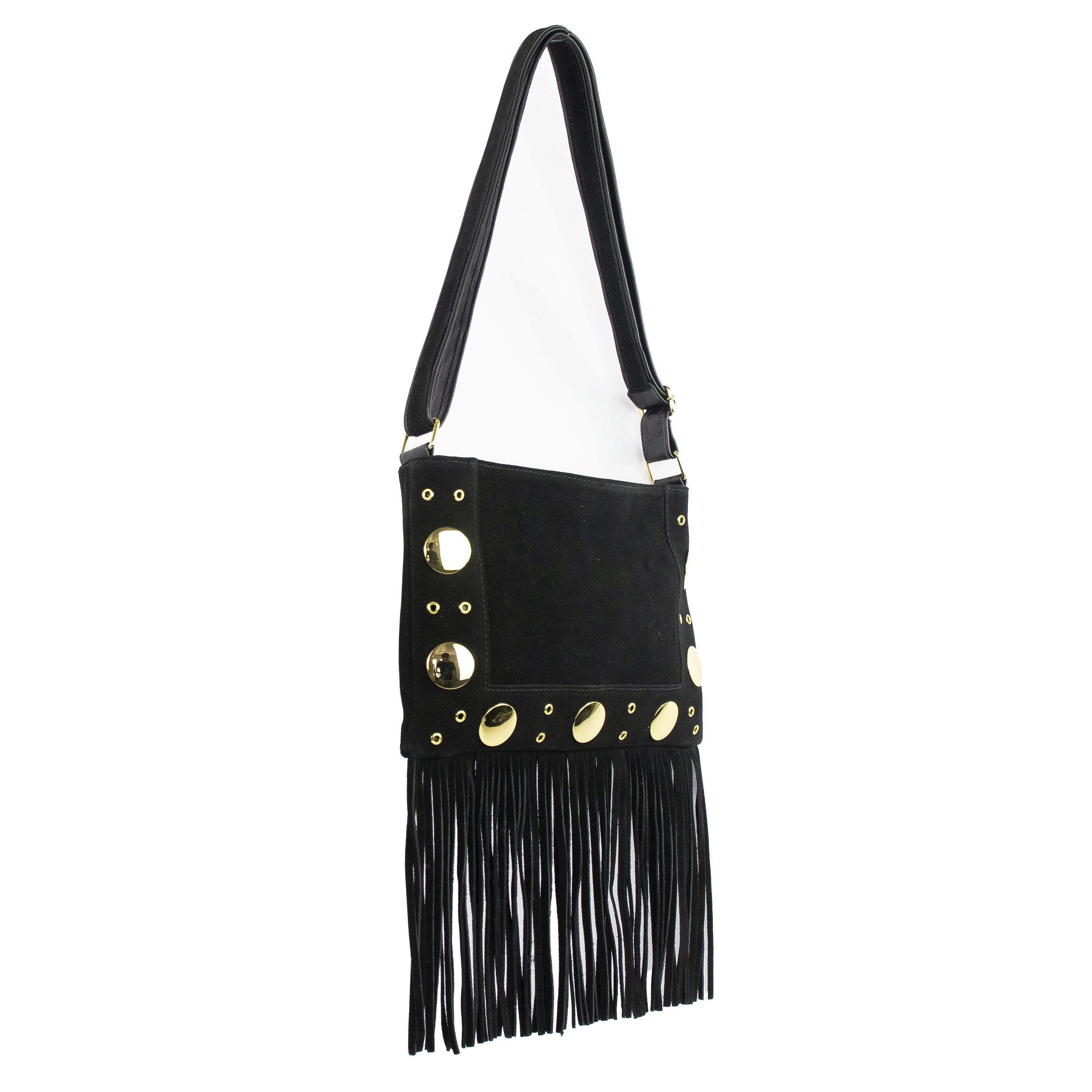Bolsa Tiracolo Boho James P Couro Legítimo Com Franjas Patrícia Maranhão