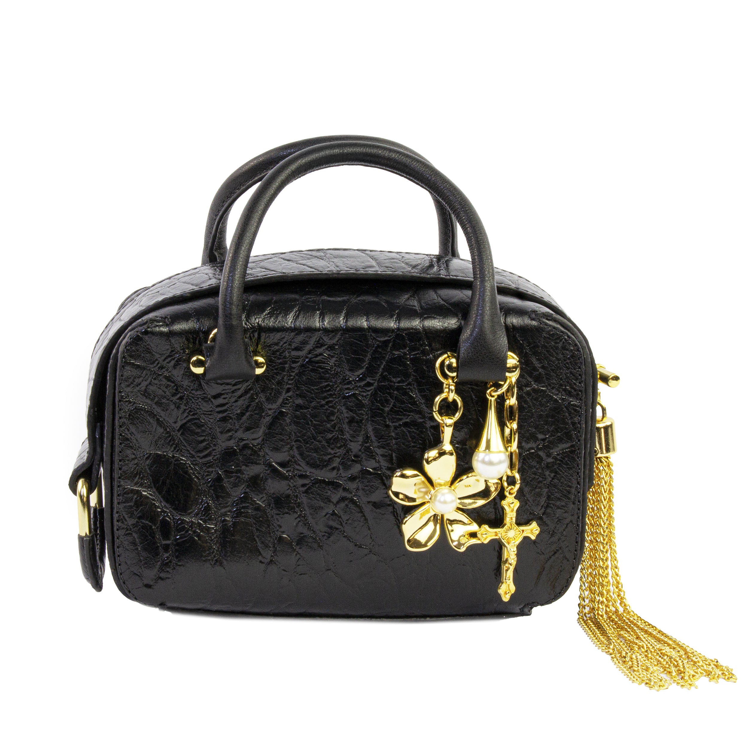 Bolsa Cluth Gisele Túnisia Preta Flowers
