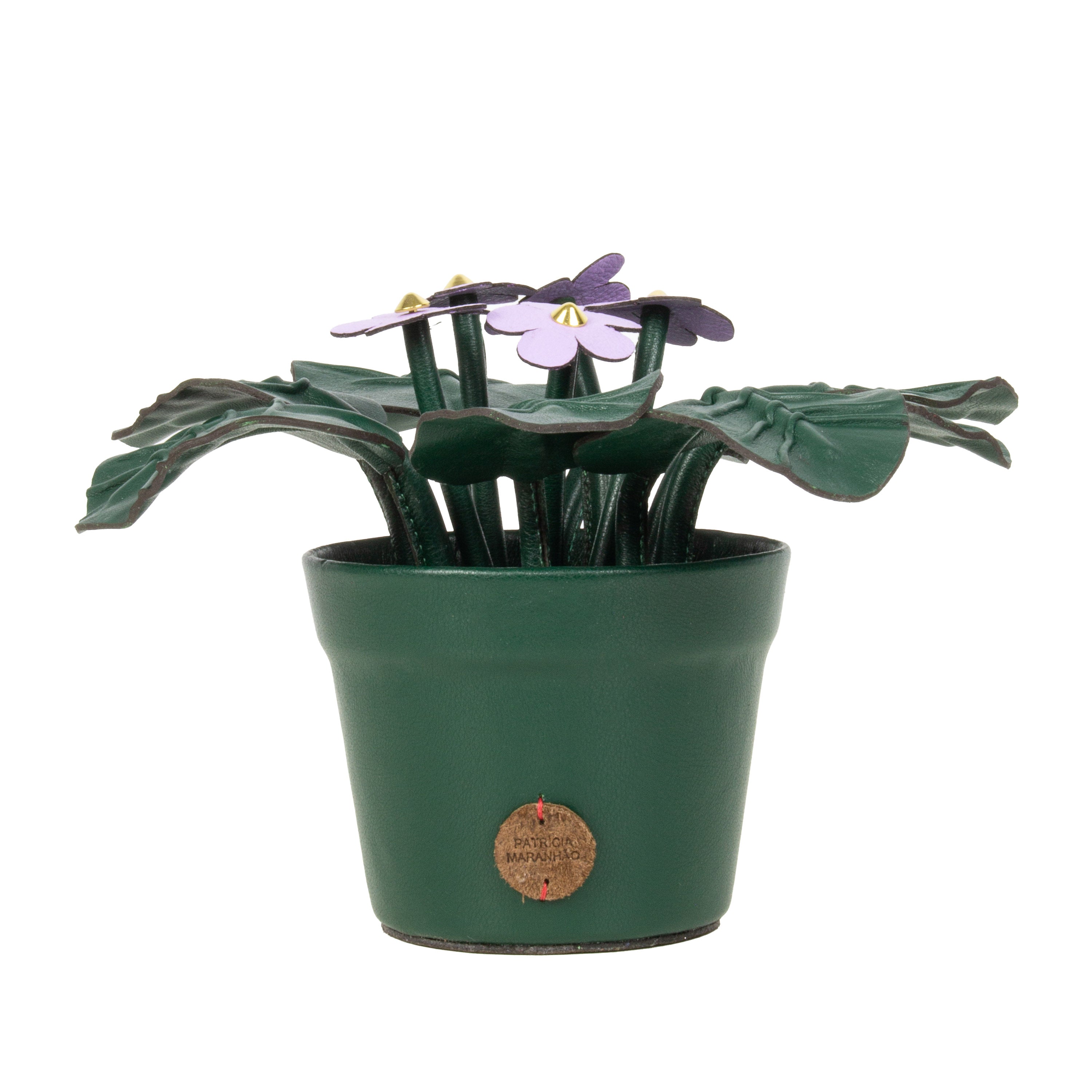 Vaso de Planta Violeta em Couro Patrícia Maranhão