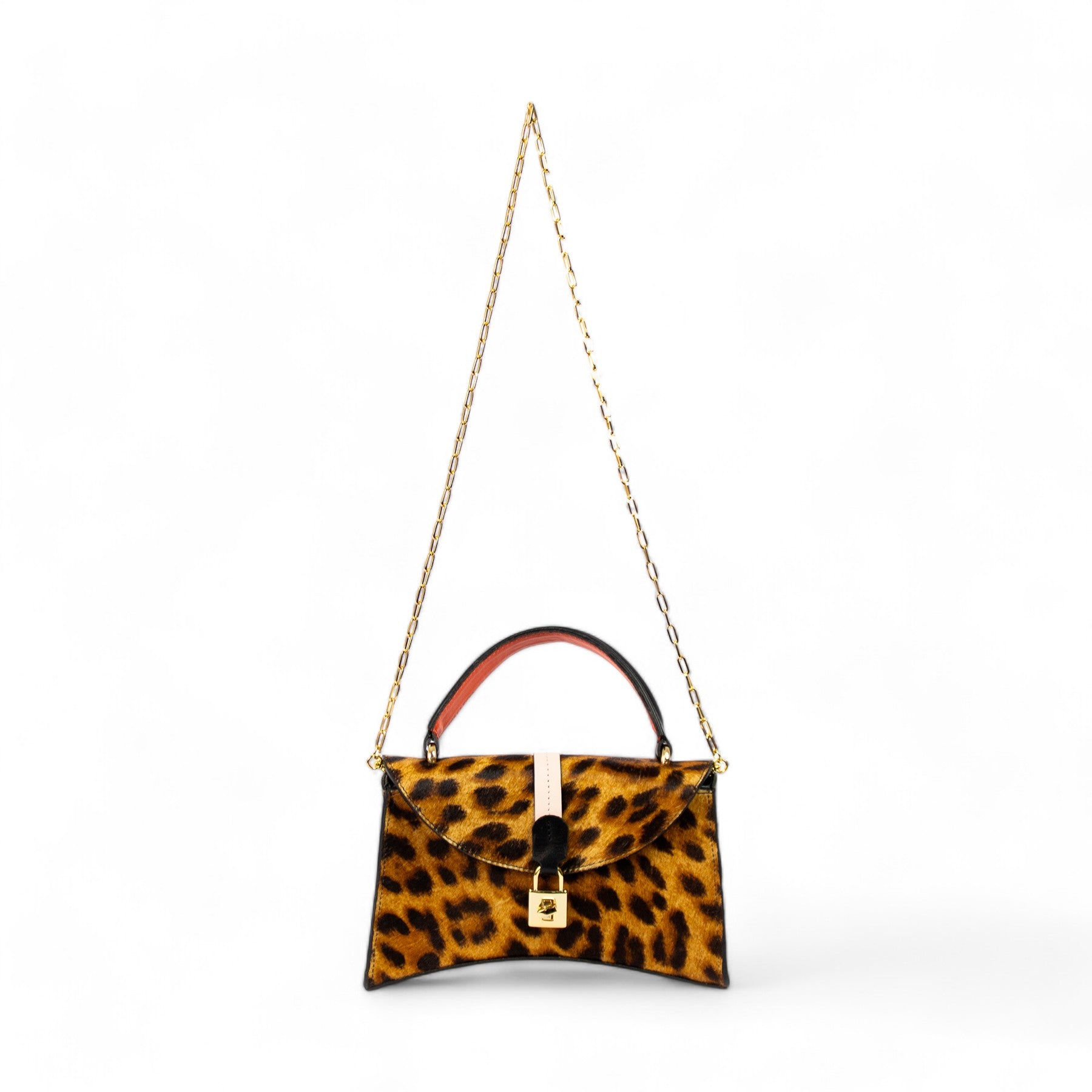 Fancy Mini Crossbody Bag Genuine Leather with Orange Strap Patrícia Maranhão