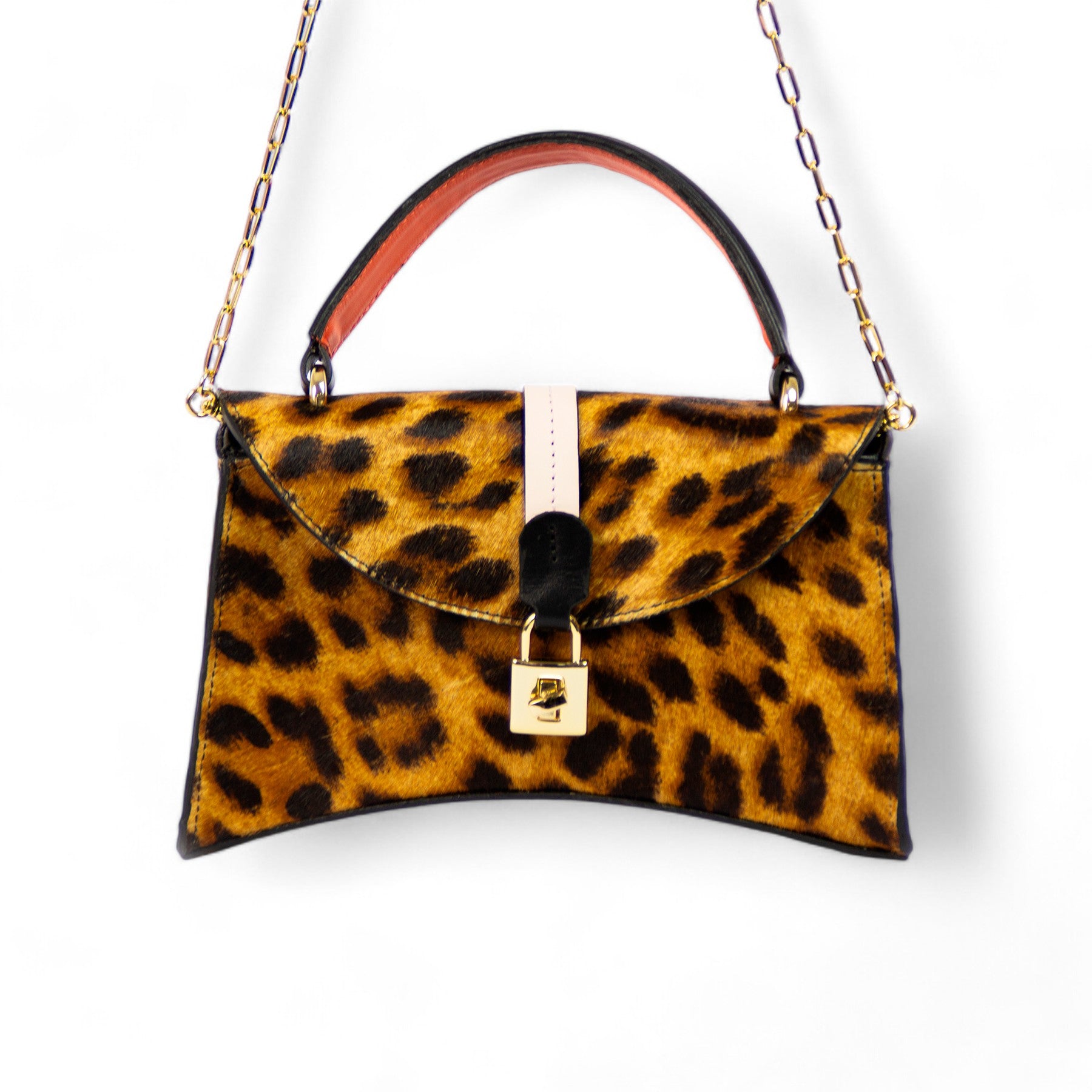 Fancy Mini Crossbody Bag Genuine Leather with Orange Strap Patrícia Maranhão