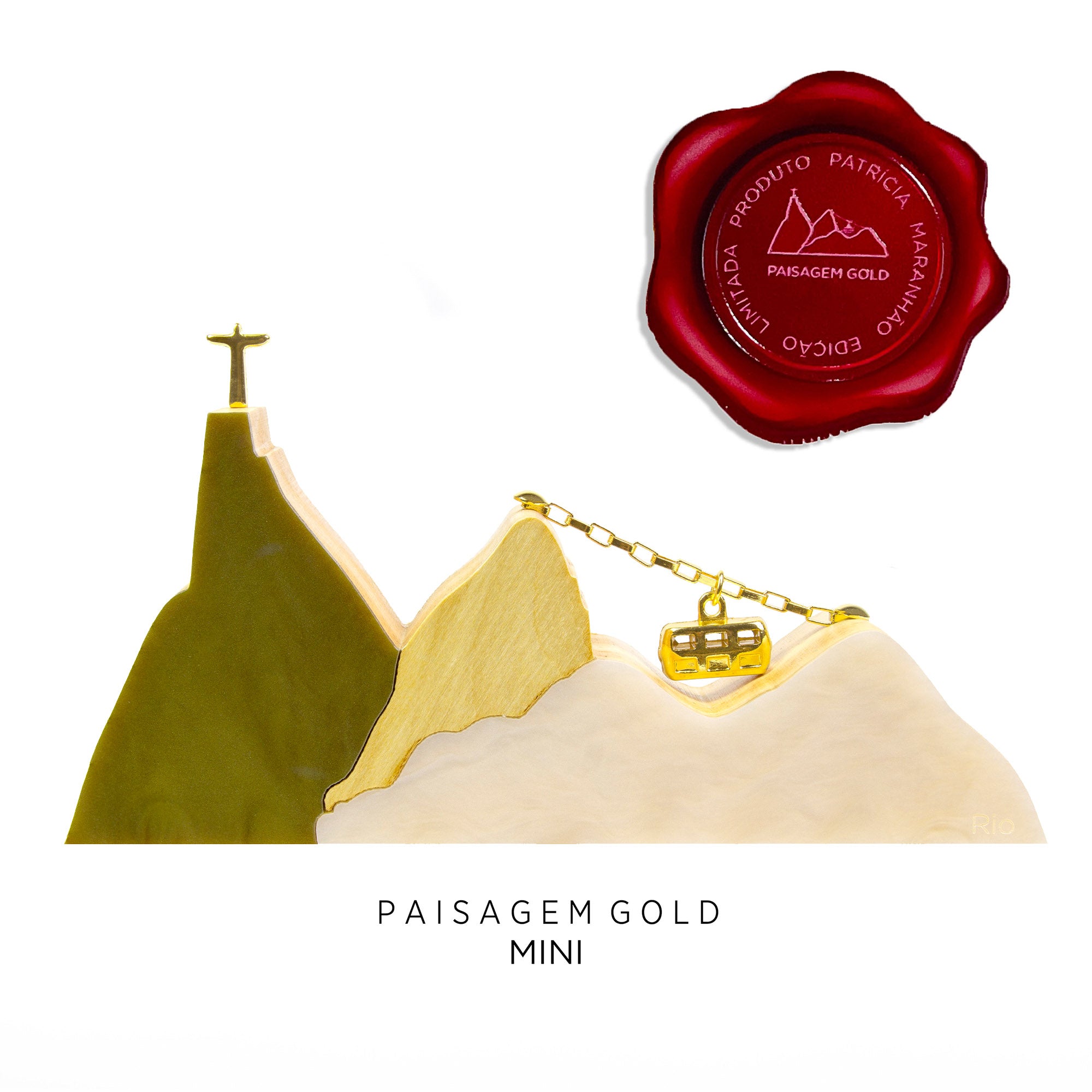 Escultura Paisagem Rio Gold em Madeira