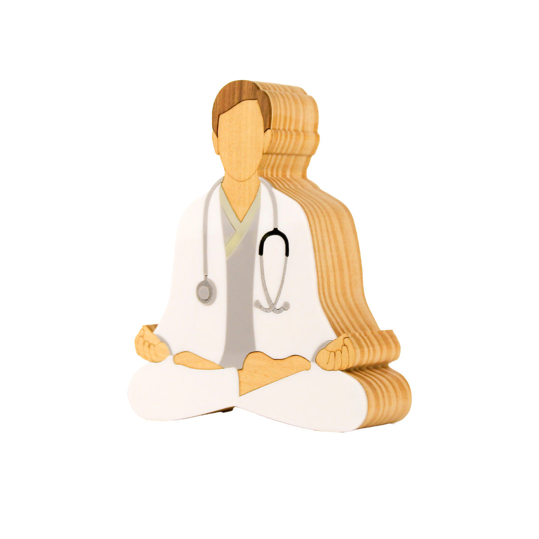 Wooden Sculpture Meditating Doctor Patricia Maranhão