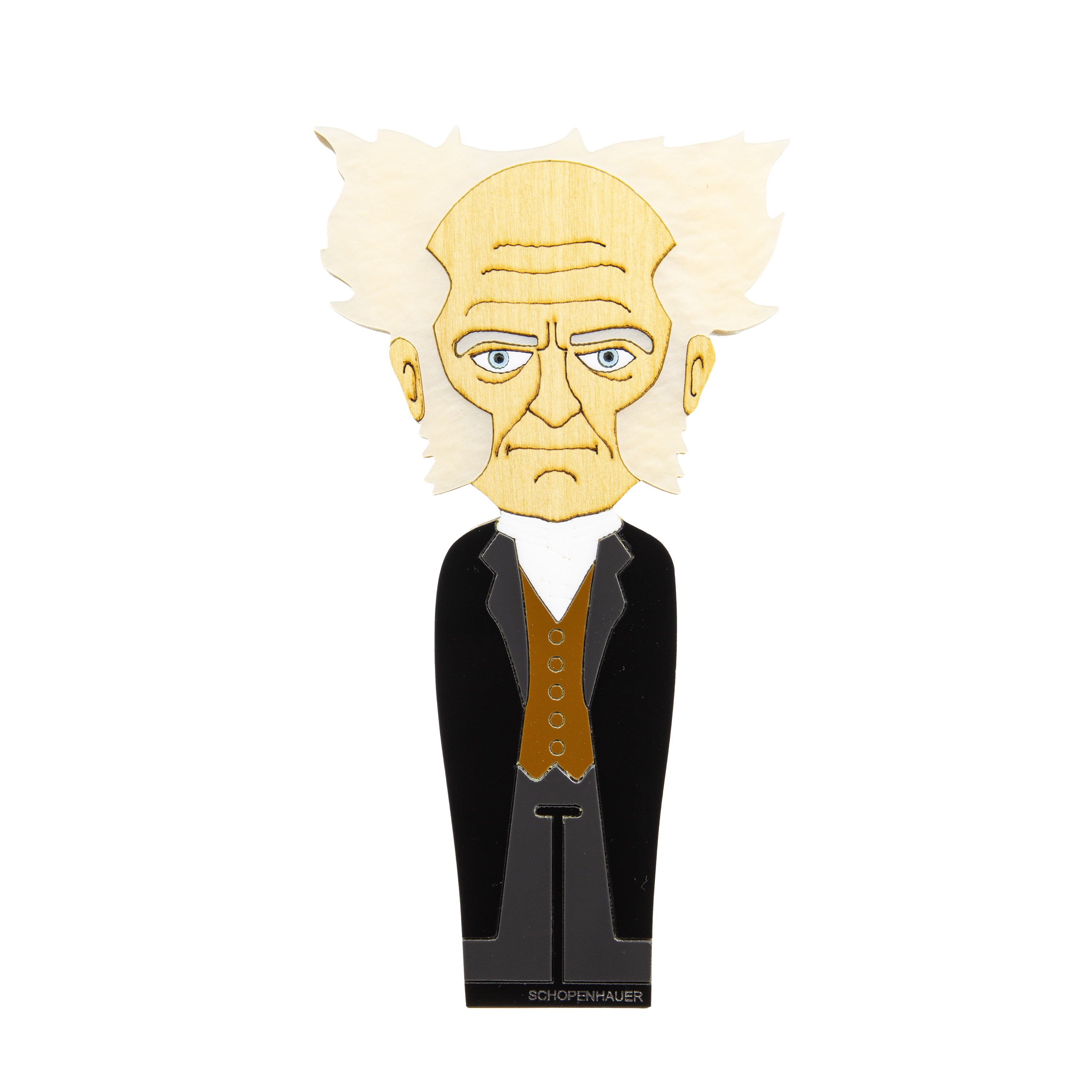 Kokeshi Escultura de Madeira Arthur Schopenhauer