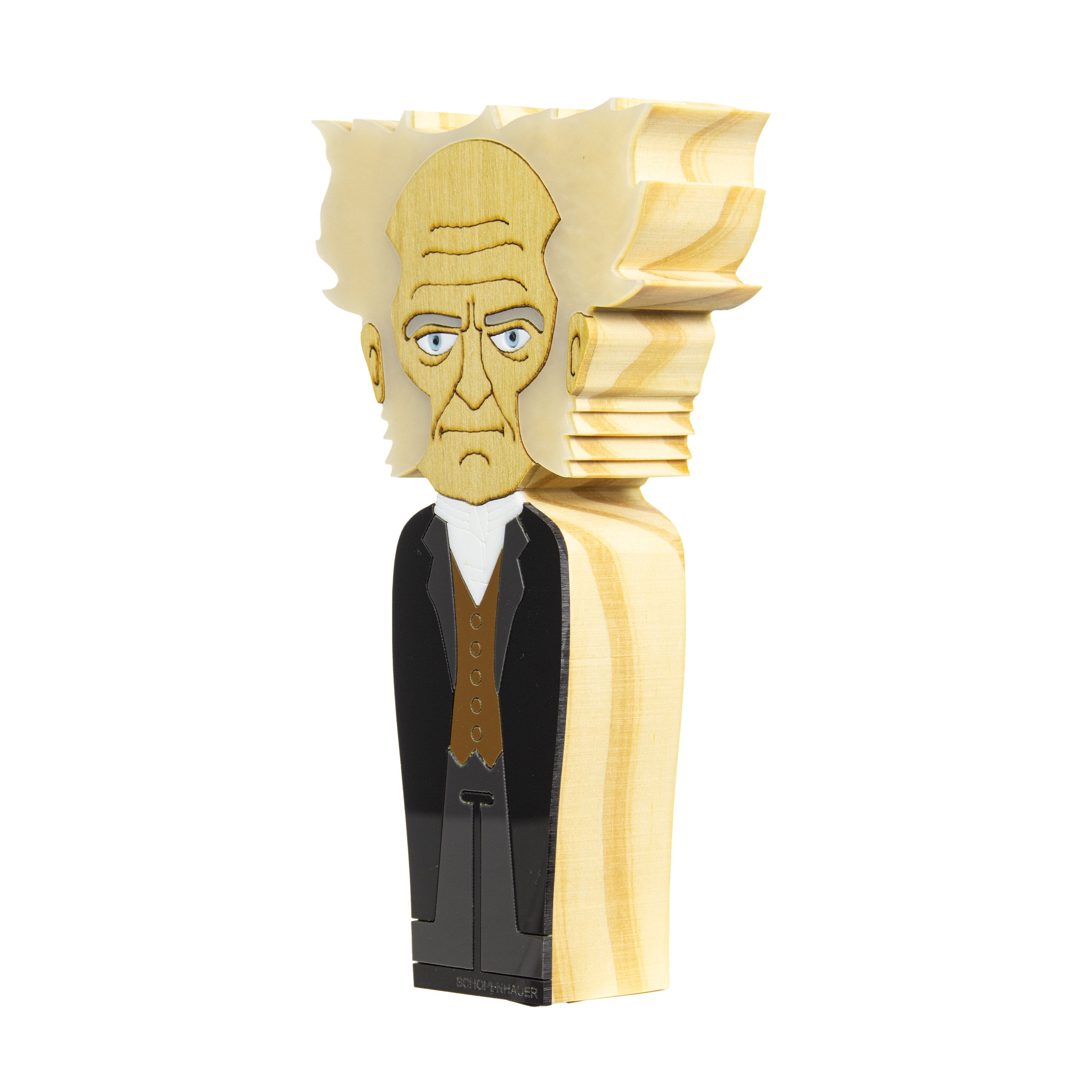 Kokeshi Escultura de Madeira Arthur Schopenhauer