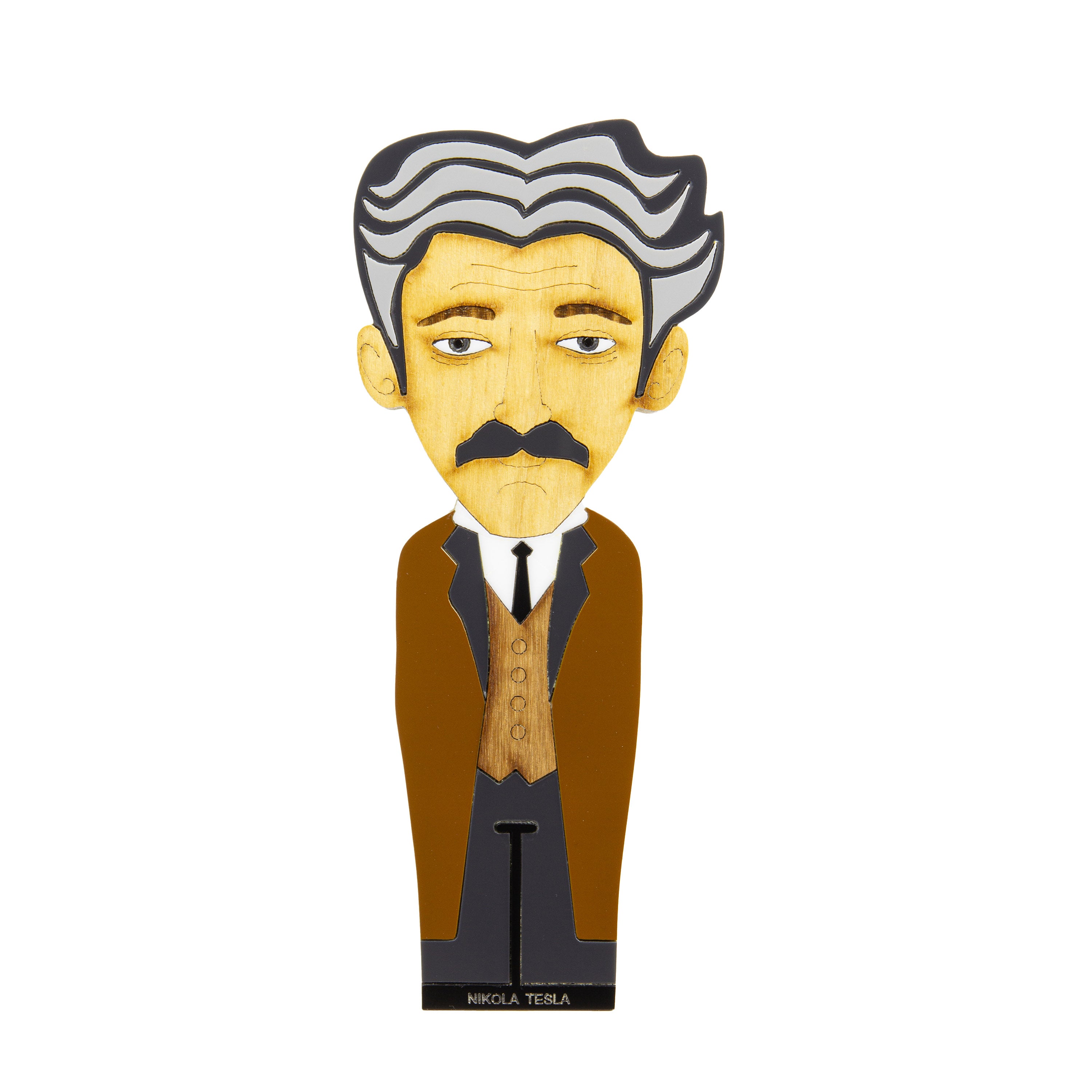 Kokeshi Escultura de Madeira Nikola Tesla