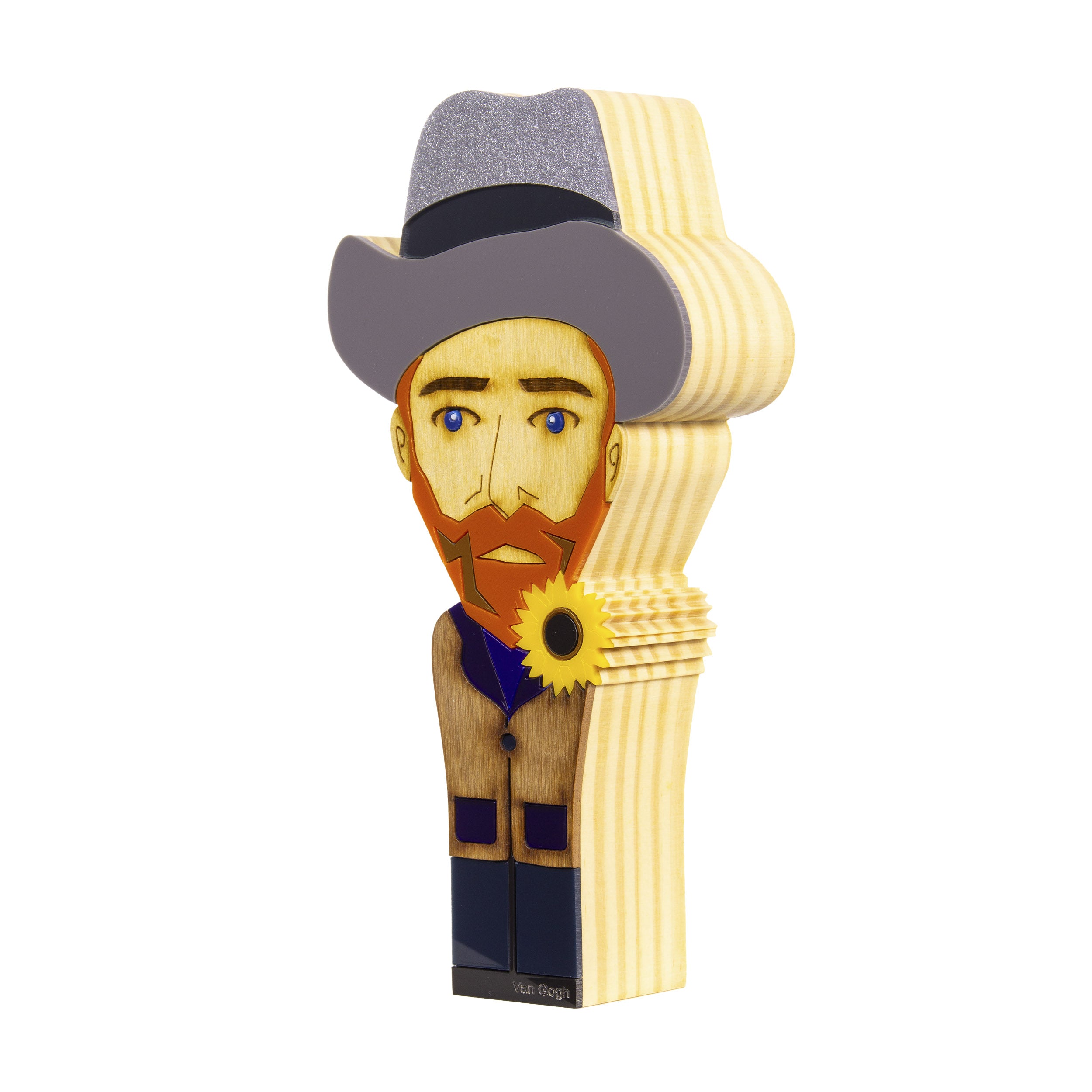 Kokeshi Escultura de Madeira Vincent Van Gogh