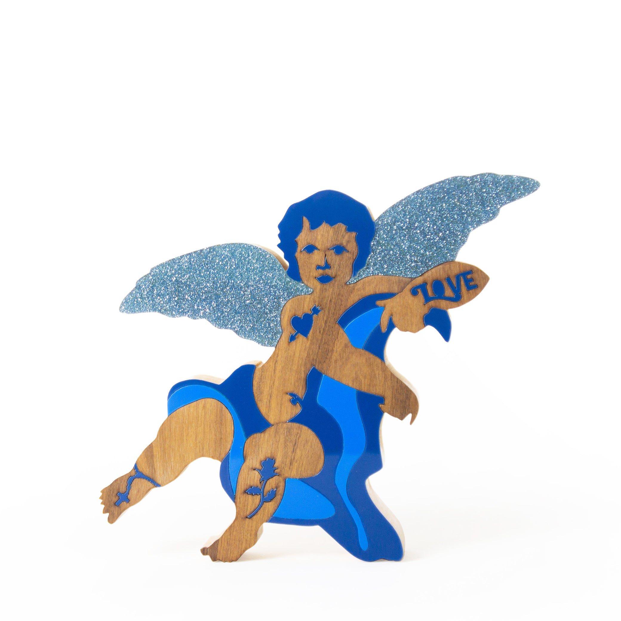 Escultura de Madeira de Parede Anjo Love Patricia Maranhão