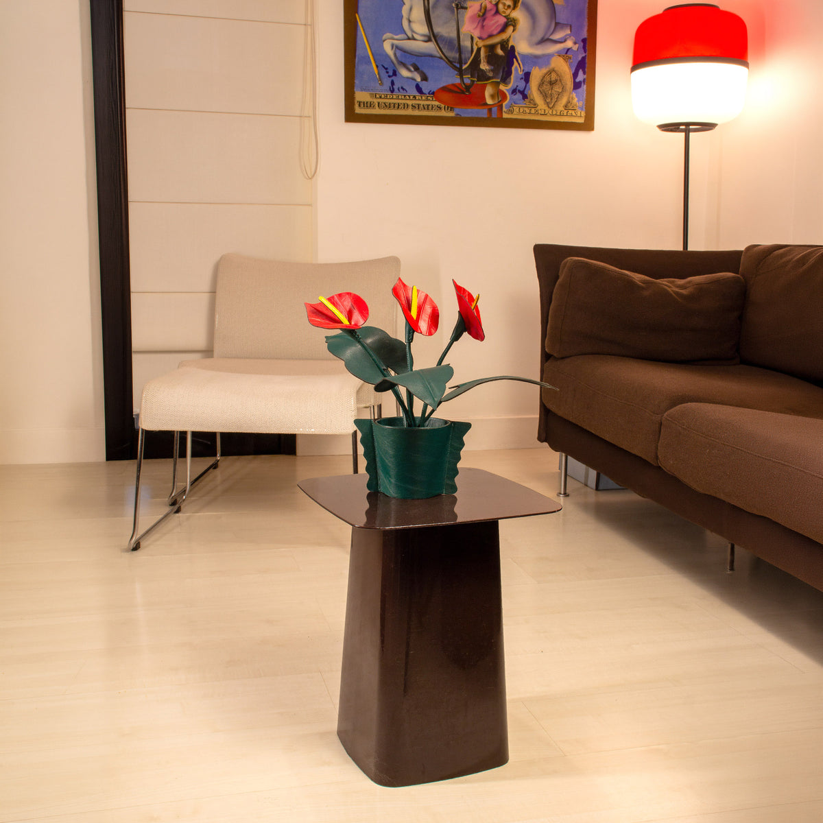 Anthurium in Leather Pot