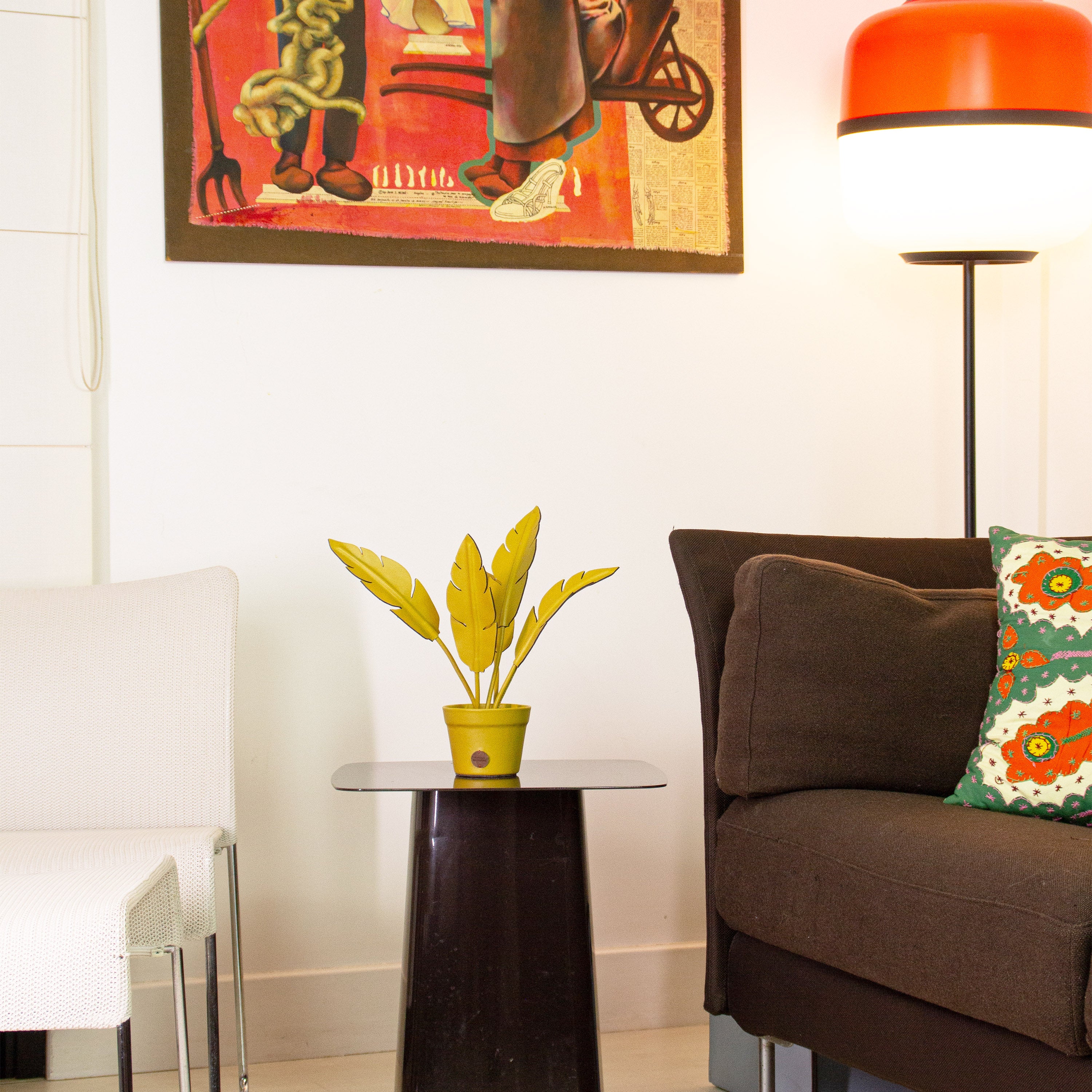 Mustard Banana Plant Pot in Leather by Patrícia Maranhão
