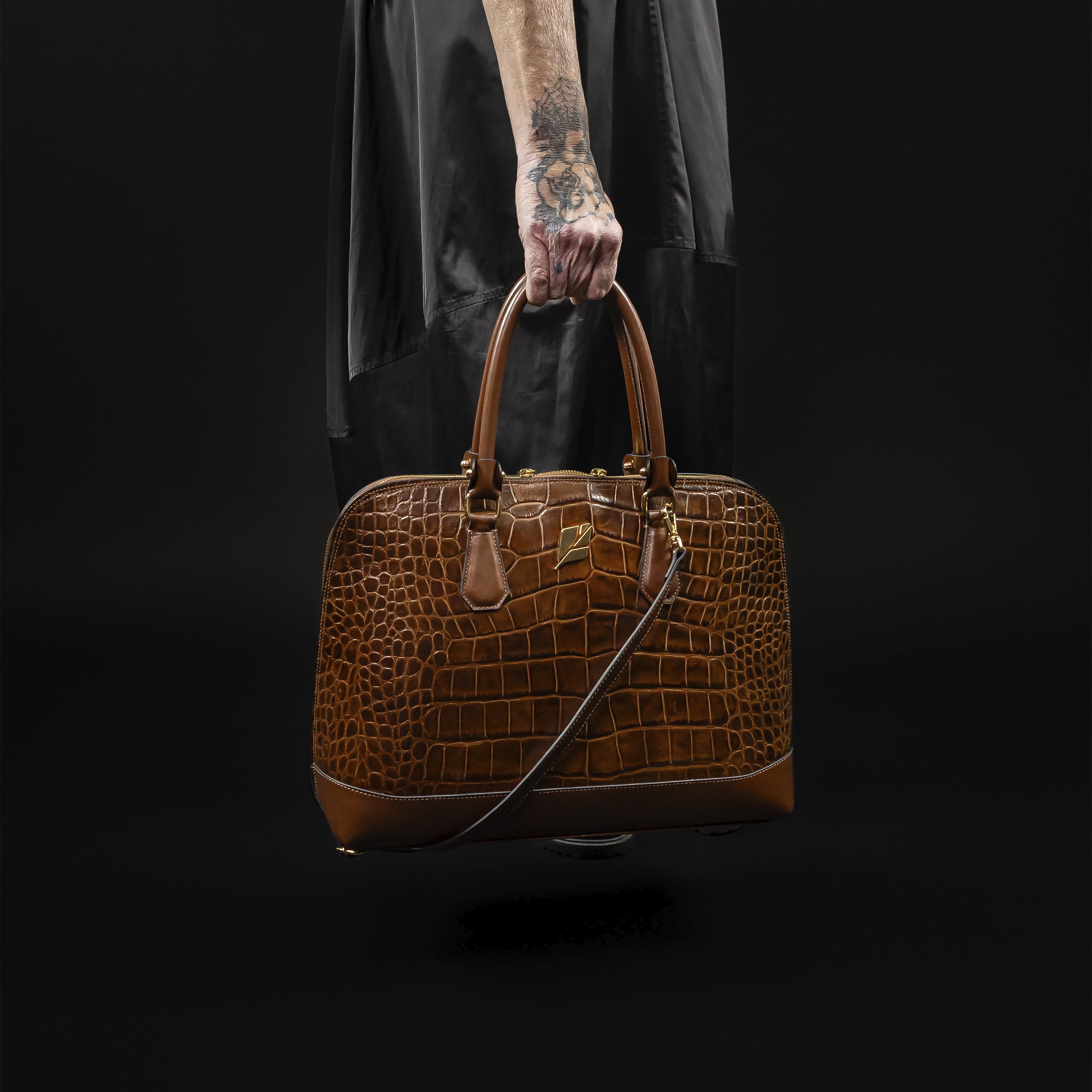 Bolsa Bowling Serena Croco G Caramelo Patrícia Maranhão
