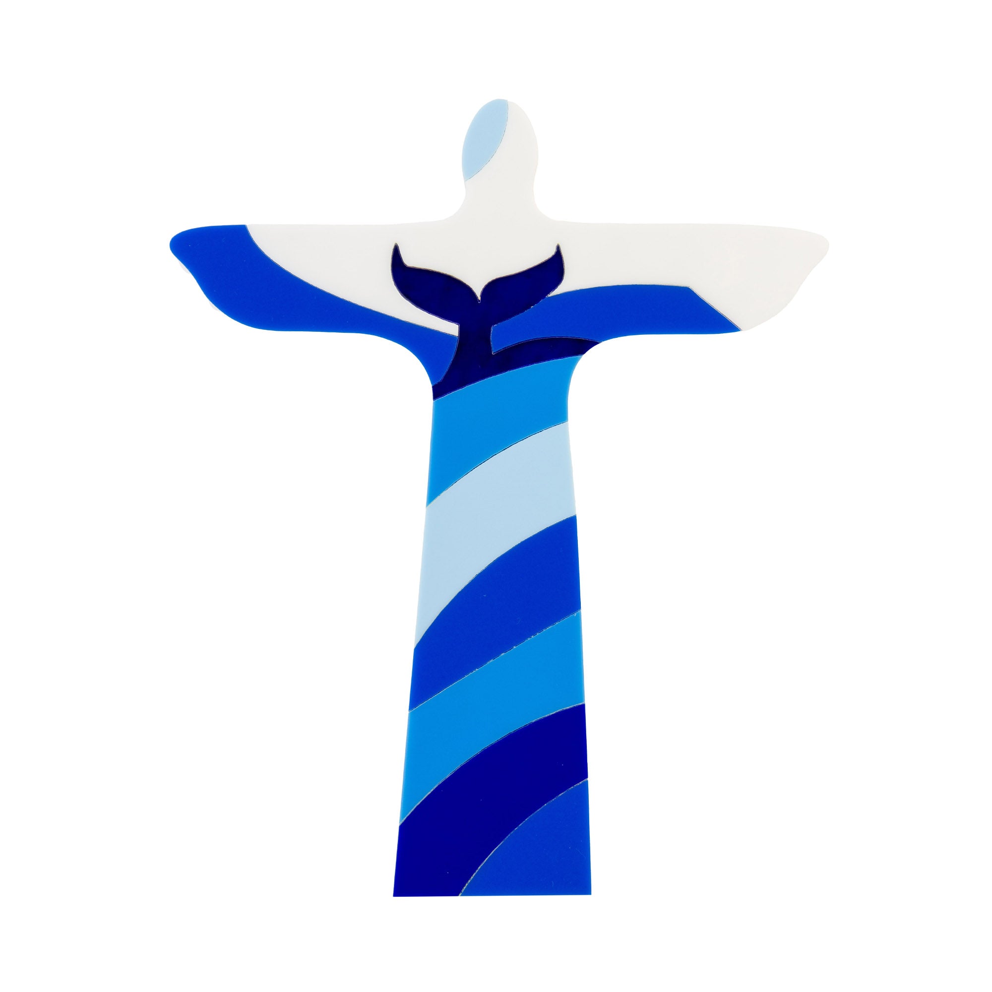 Cristo Redentor Rio Baleia Azul Escultura em Madeira (M)