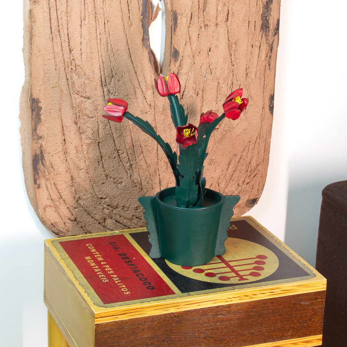 Flor de Maio Vaso Linux em Couro