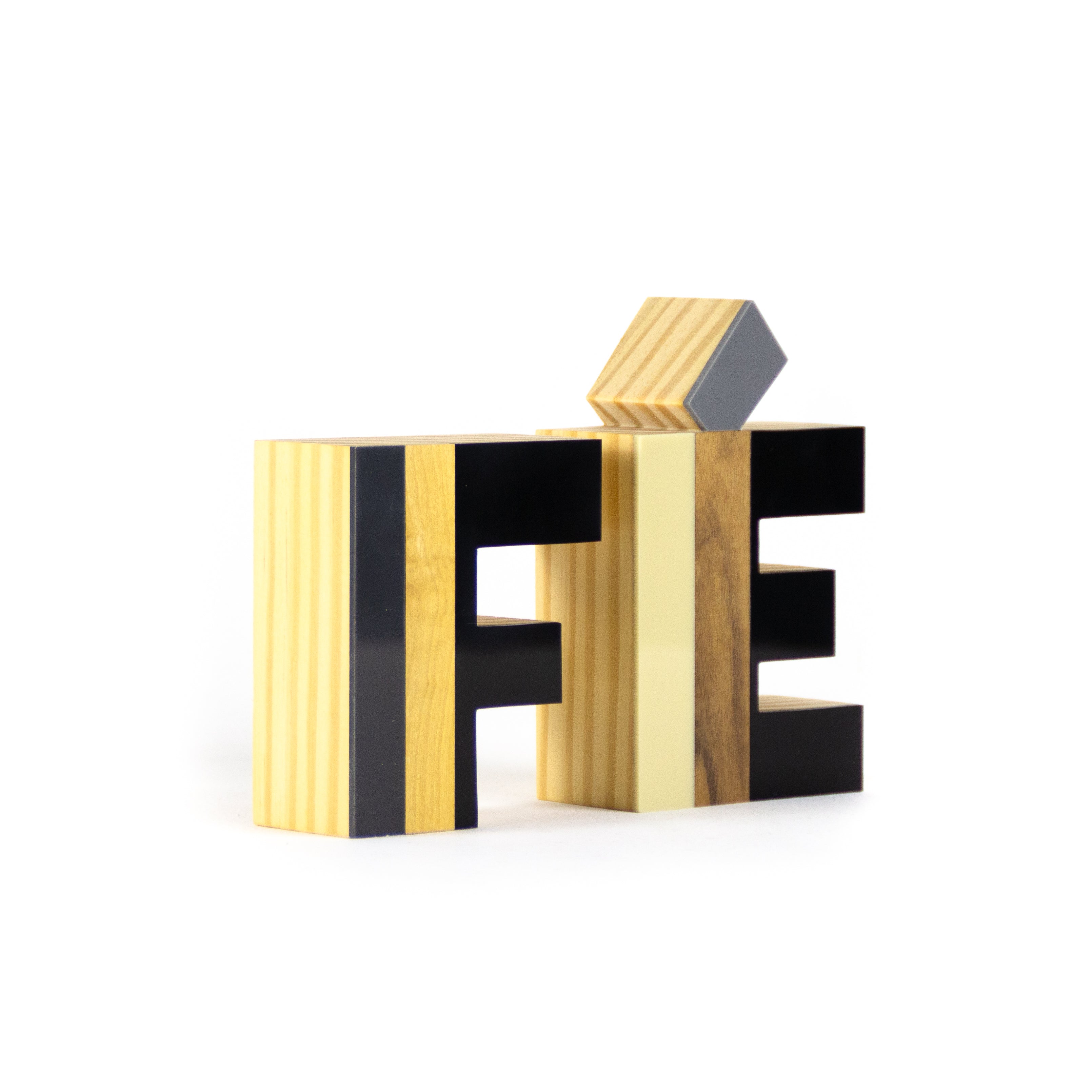 Wooden Sculpture Word Faith Mini Multi Black Patricia Maranhão